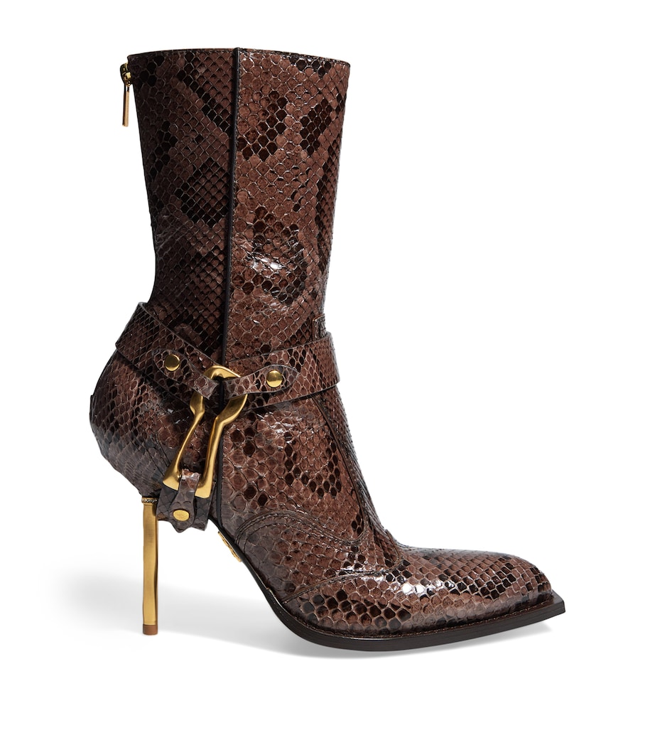 Python Skin Keyhole Ankle Boots 95 800 BROWN Image 1