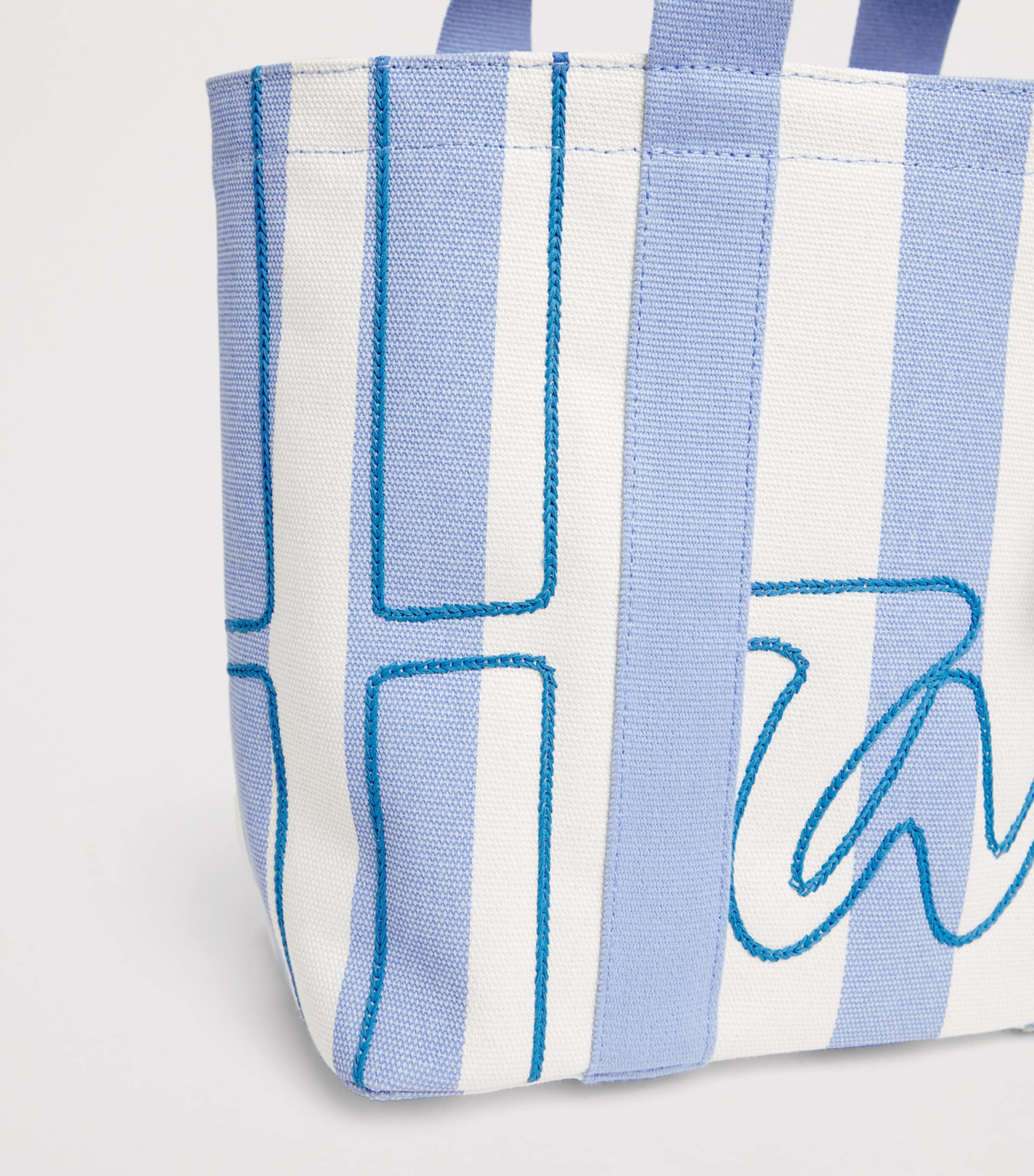Mini Cotton Stripe Logo Tote Bag BLUE Image 6