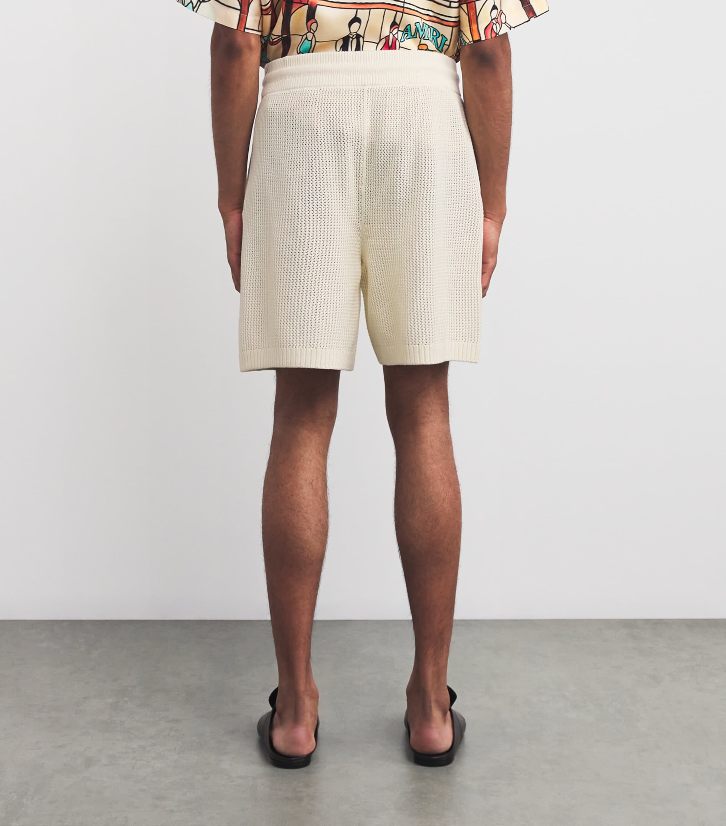 AMIRI Mens Cotton Crochet Shorts Ivory Image 4