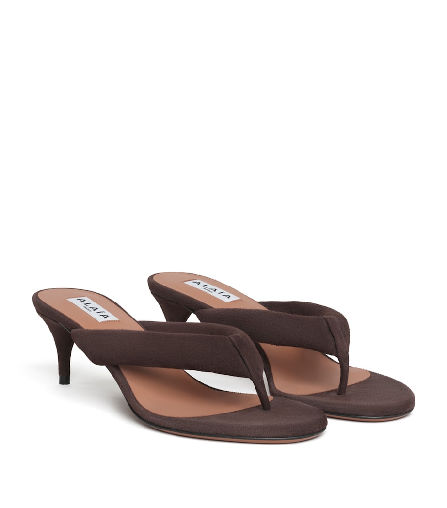 Alaïa Suede Thong Mules 55 Dark Brown Image 2