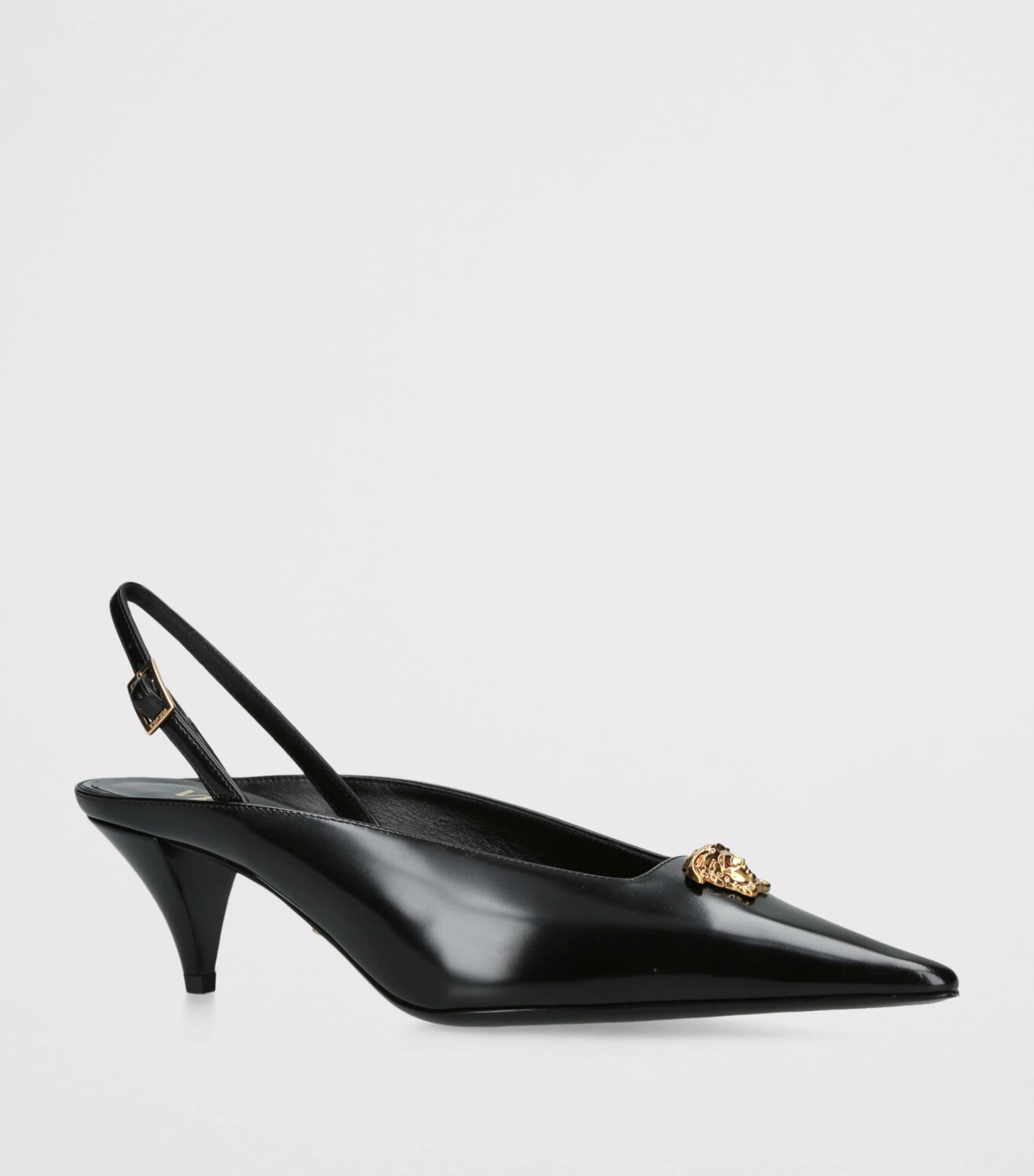 Leather La Medusa Slingback Pumps 55 BLACK Image 3