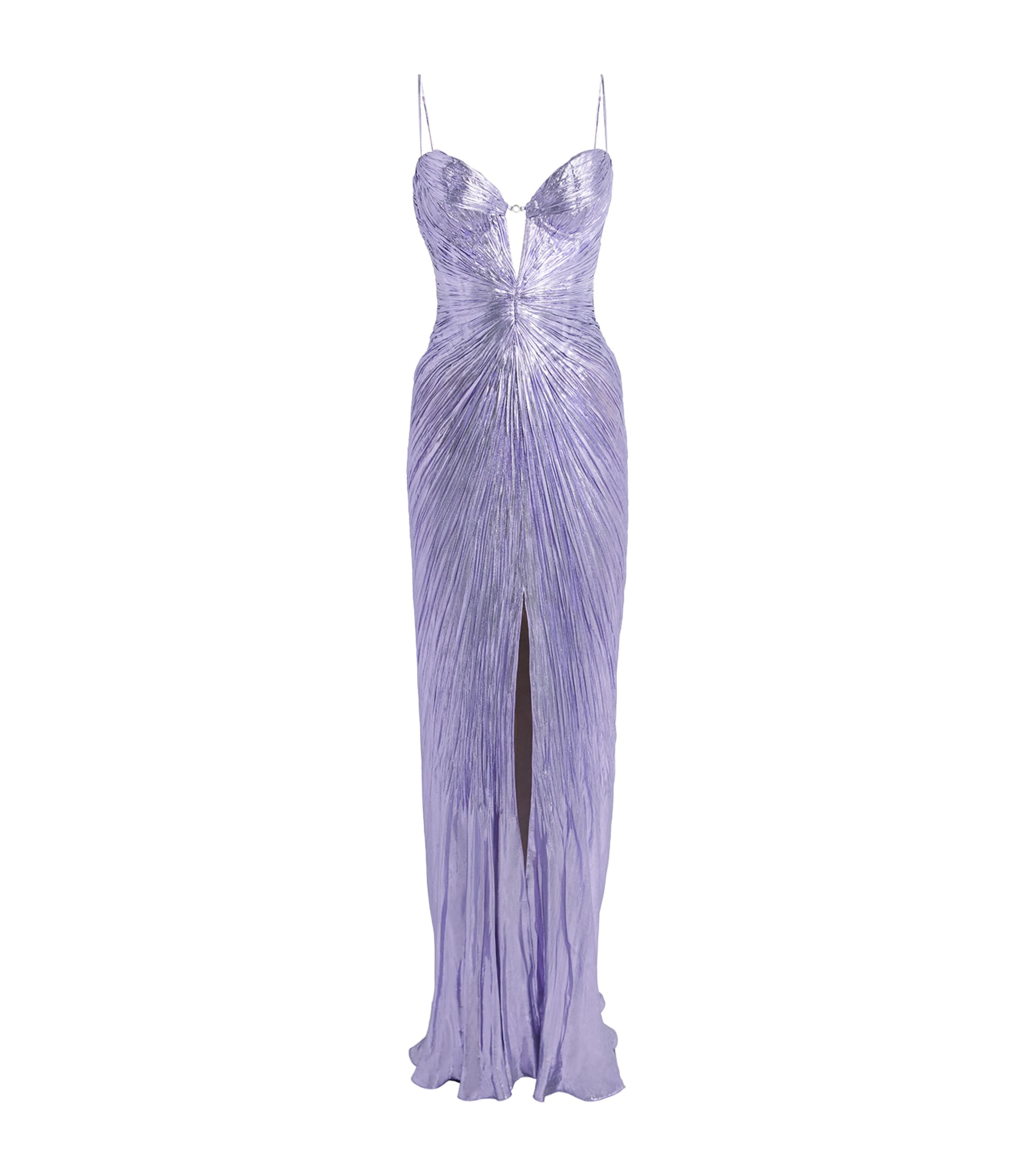 Maria Lucia Hohan Womens Chiffon Pleated Sara Maxi Gown Dahlia Image 1