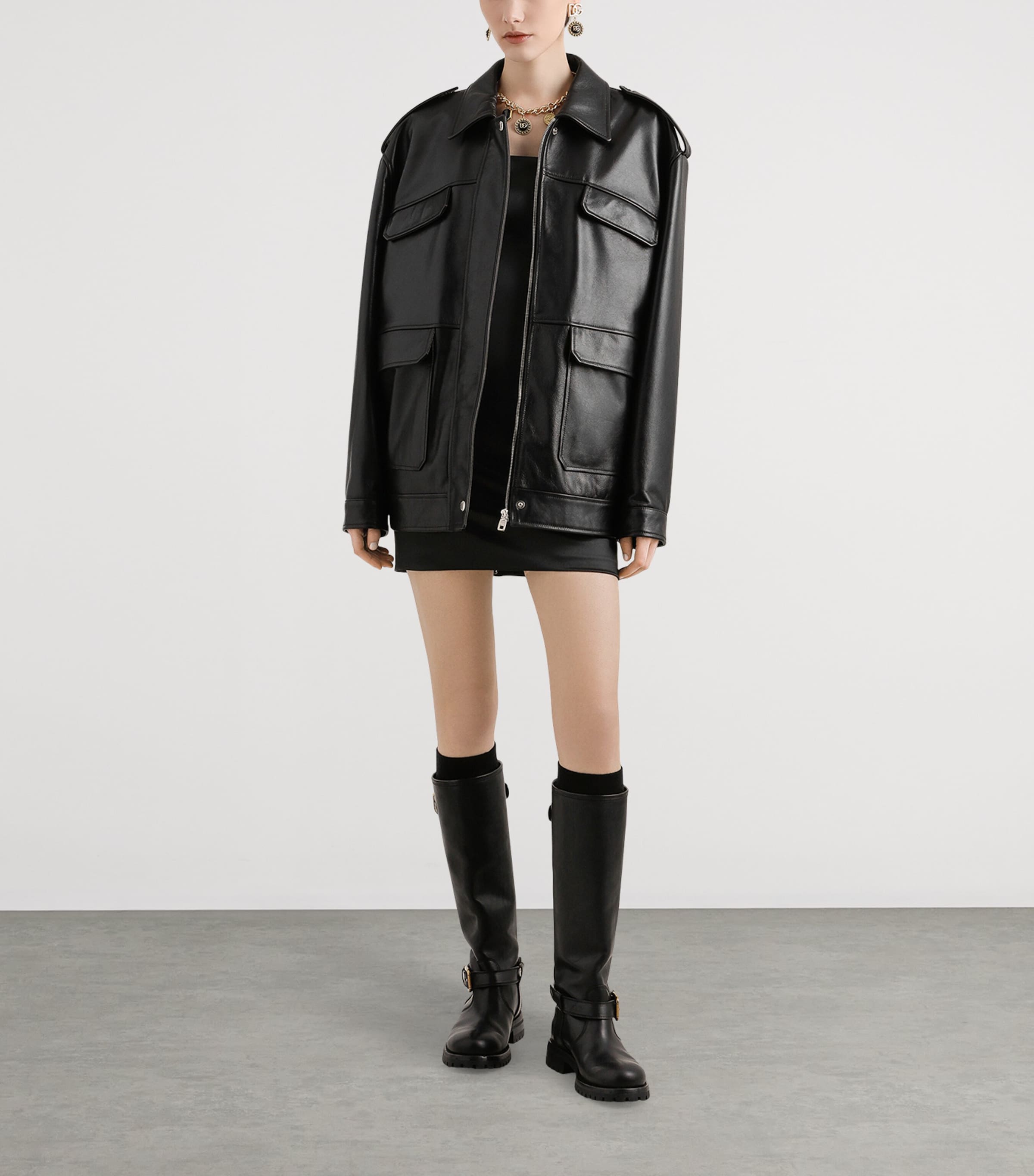 Satin Mini Dress N0000-BLACK Image 4