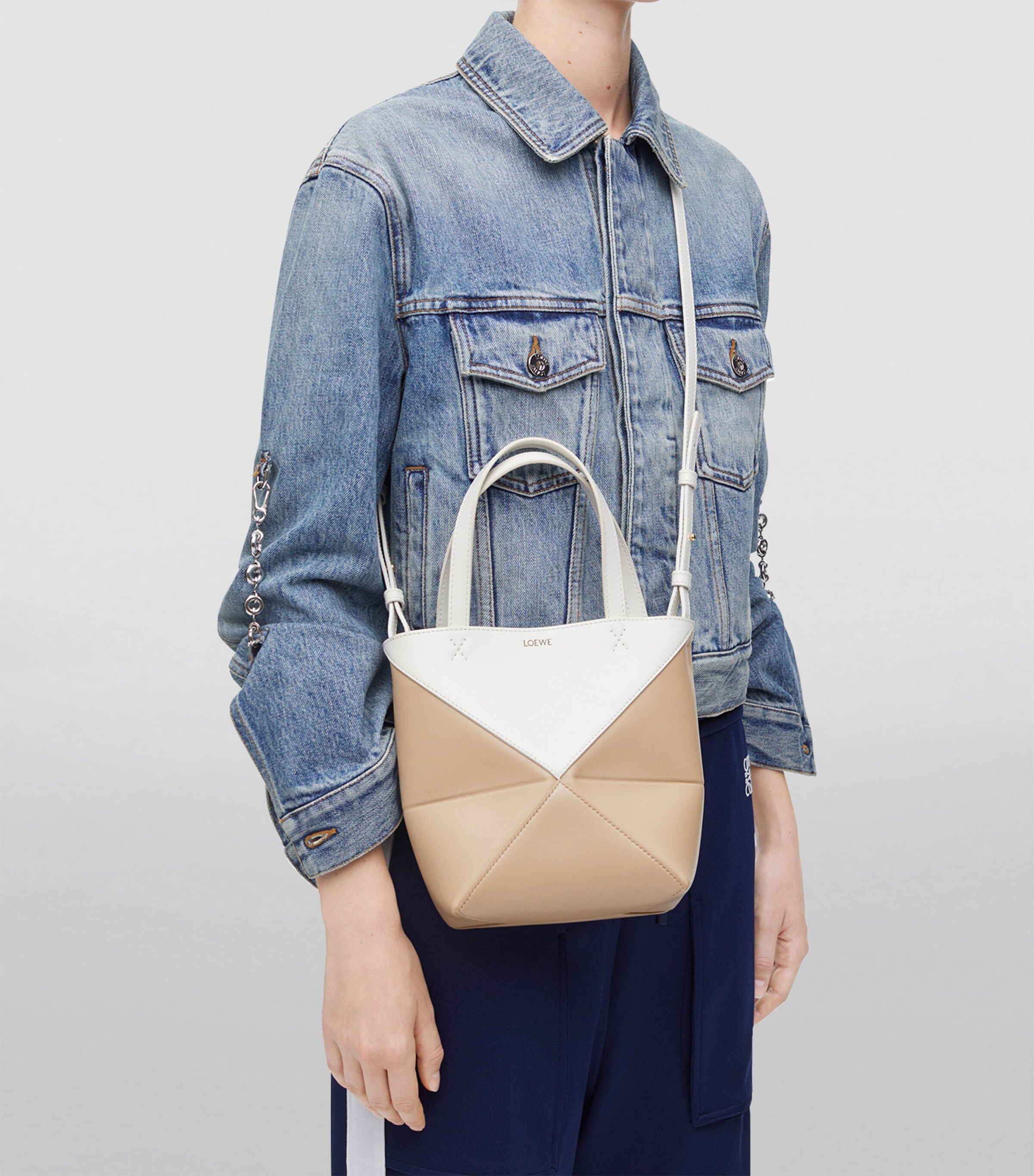 LOEWE White Mini Leather Puzzle Fold Tote Bag | Harrods US