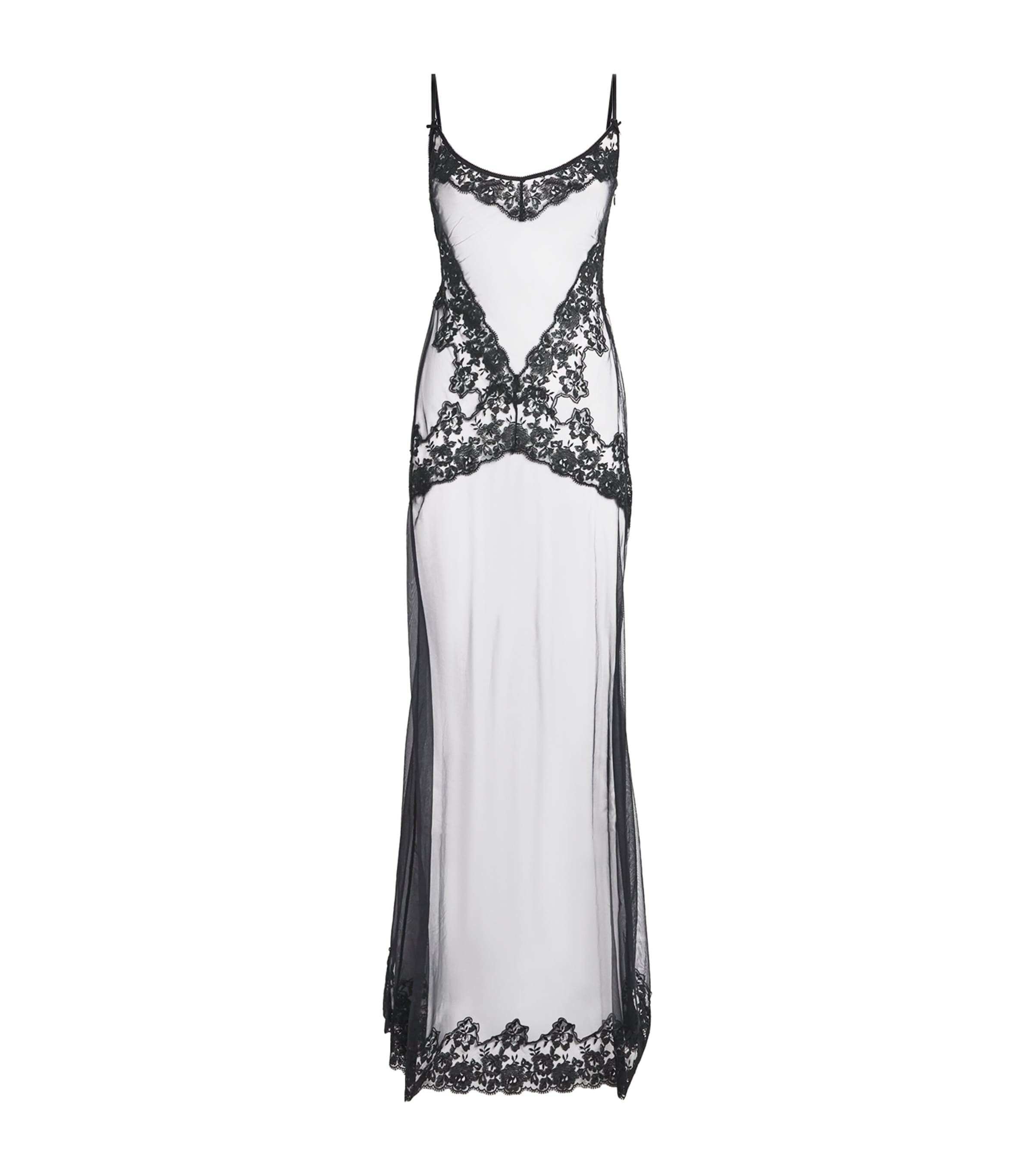 Skims Black Lace Maxi Slip Dress | Harrods US Skims Black Lace Maxi Slip Dress | Harrods US