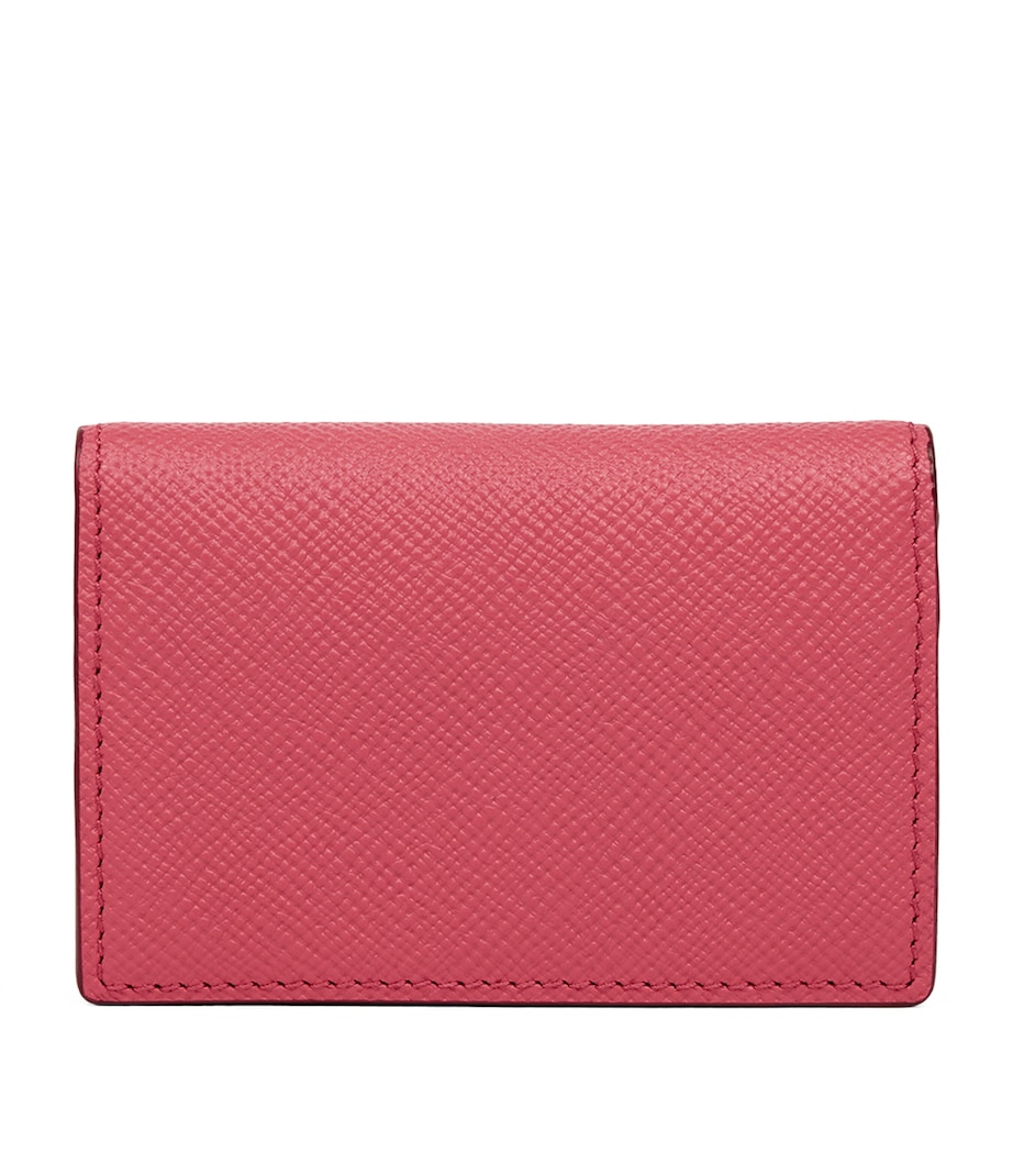 Panama Leather Folded Card Holder RASPBERRY Image 1