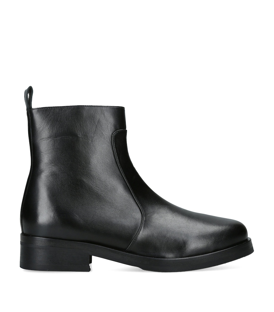 Studio Nicholson Leather Square-Toe Ankle Boots Black Image 1