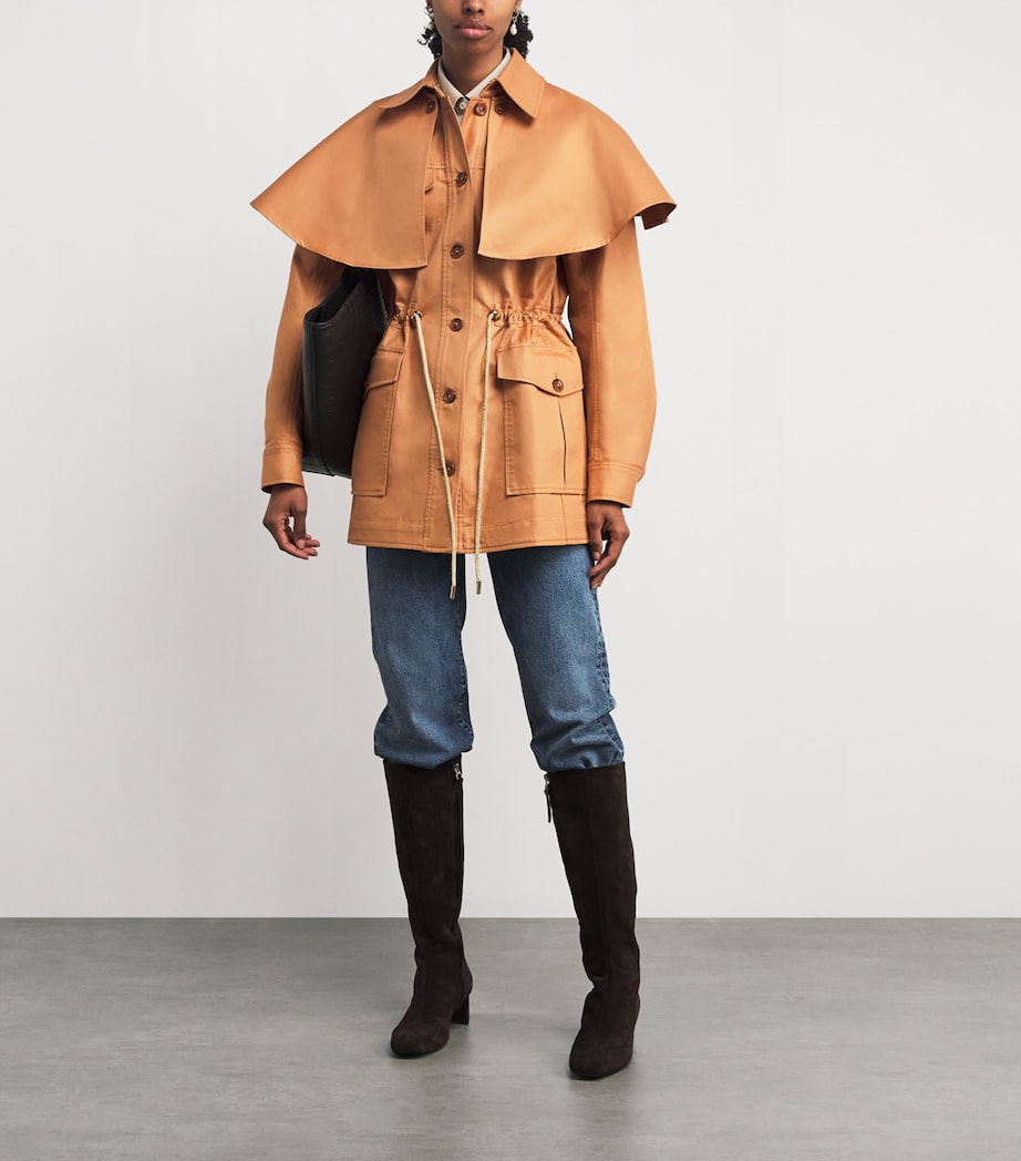 Cotton Cape-Overlay Devon Coat ALPACA Image 2