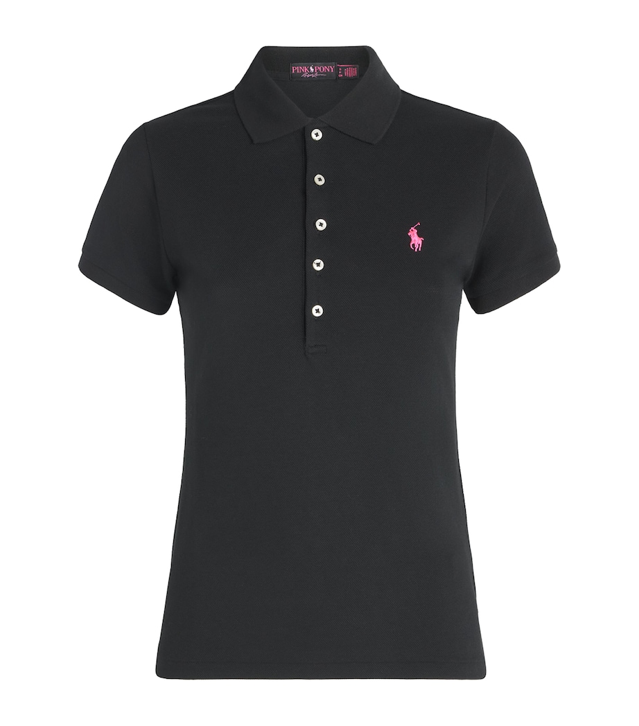 Polo Ralph Lauren Womens Stretch-Cotton Julie Polo Shirt Polo Black Image 1