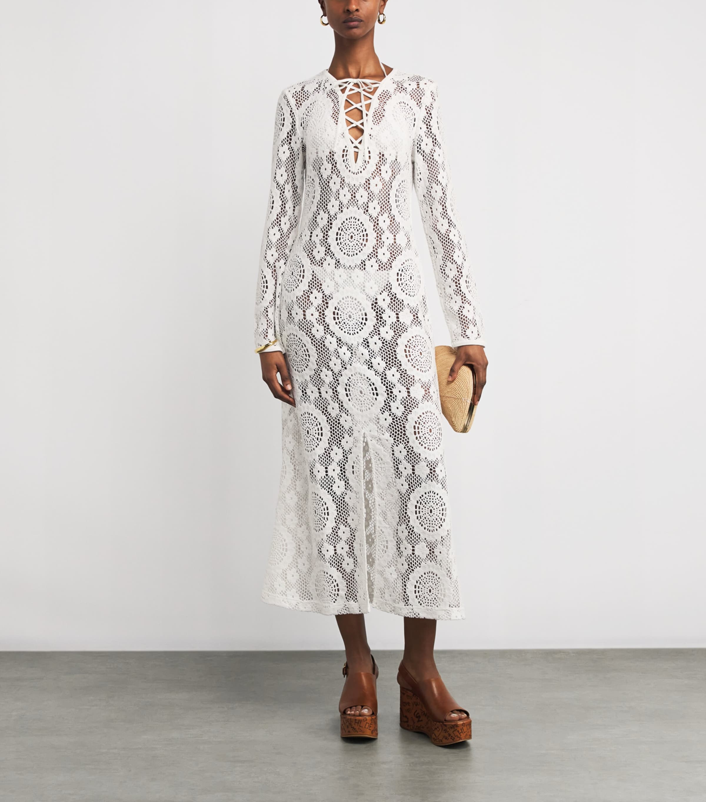 Crochet Hawthorne Midi Dress WHITE Image 2