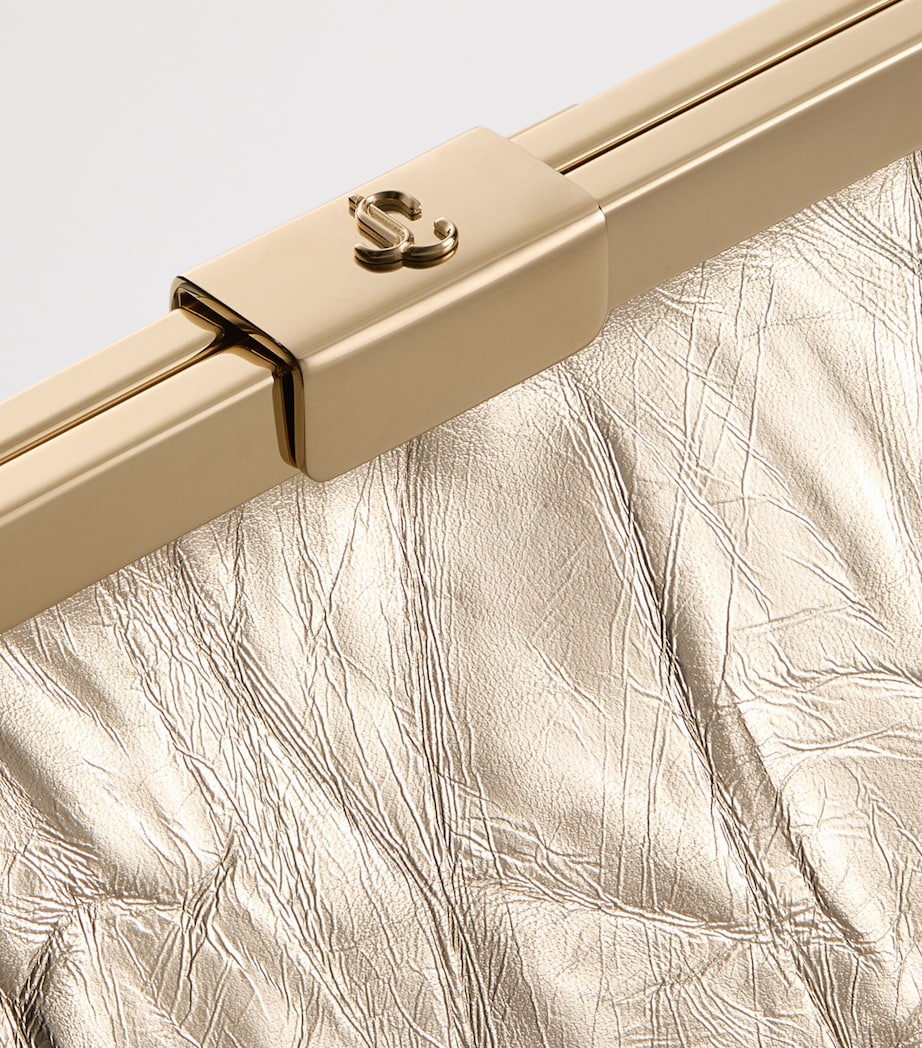 Metallic Leather Ganache Clutch Bag LIGHT PLATINUM/LIGHT Image 3