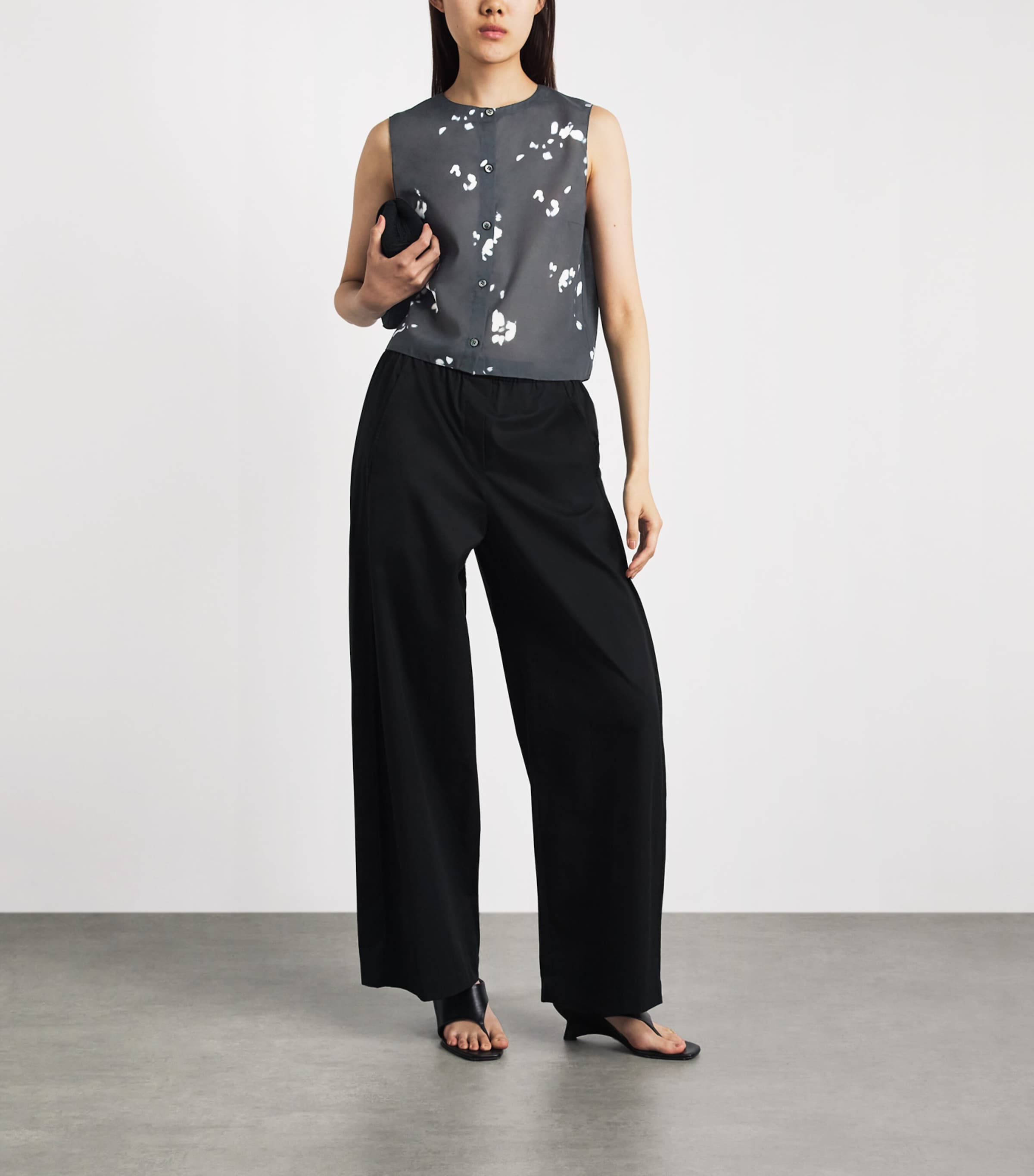Theory Womens Shell Printed Top Black Multi Image 2