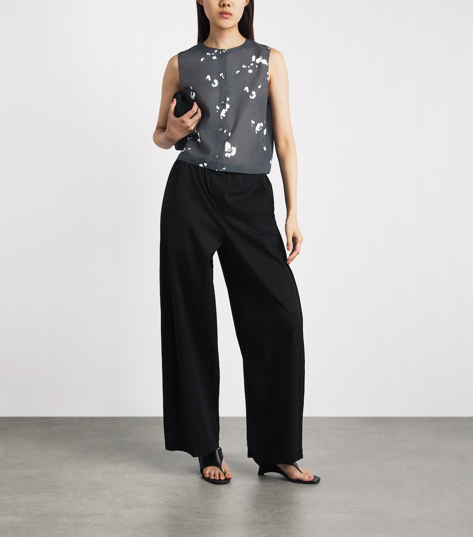 Theory Womens Shell Printed Top Black Multi Image 2