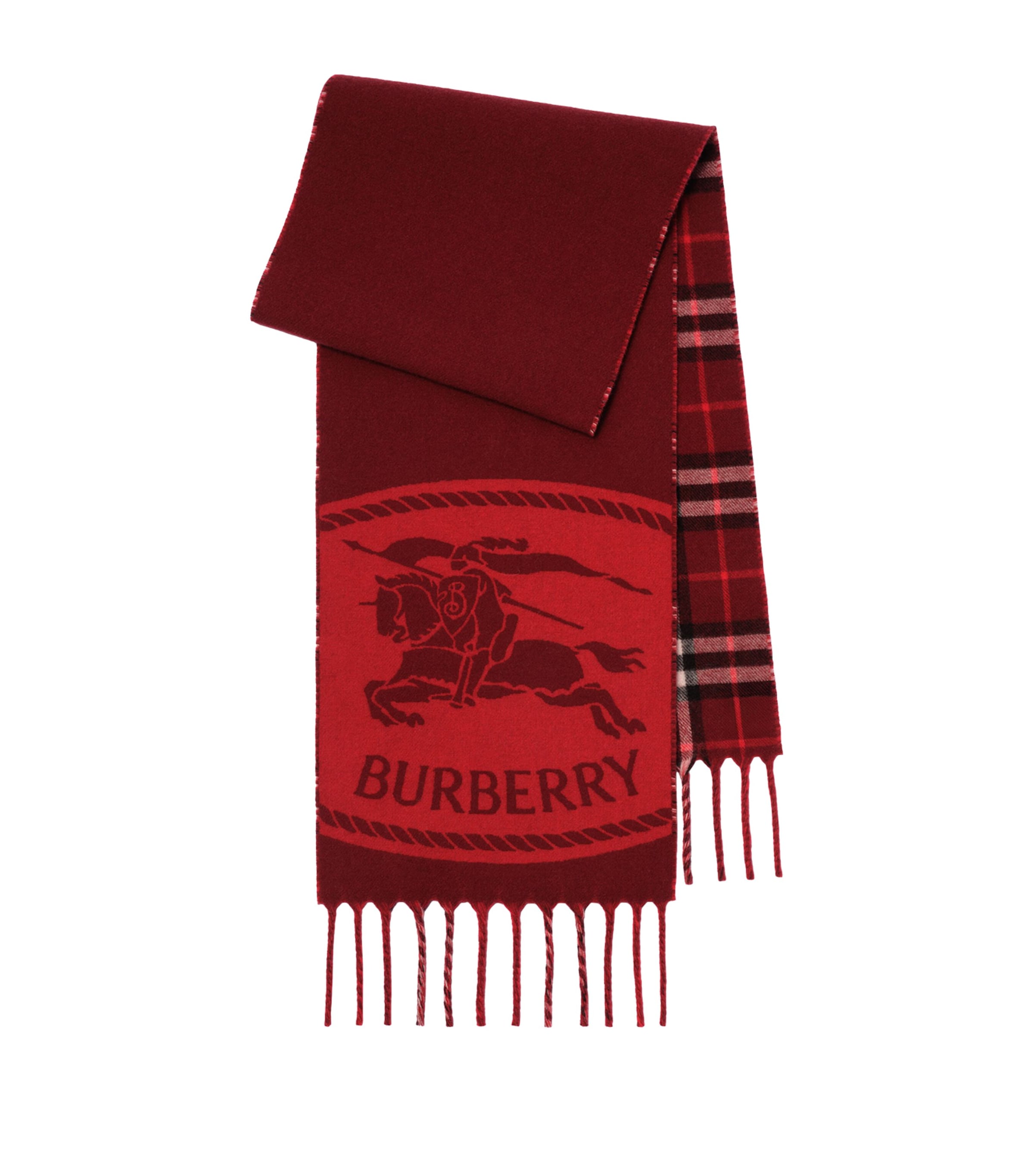 Burberry Cashmere Reversible Knight Stamp Scarf Oxblood/red Image 1