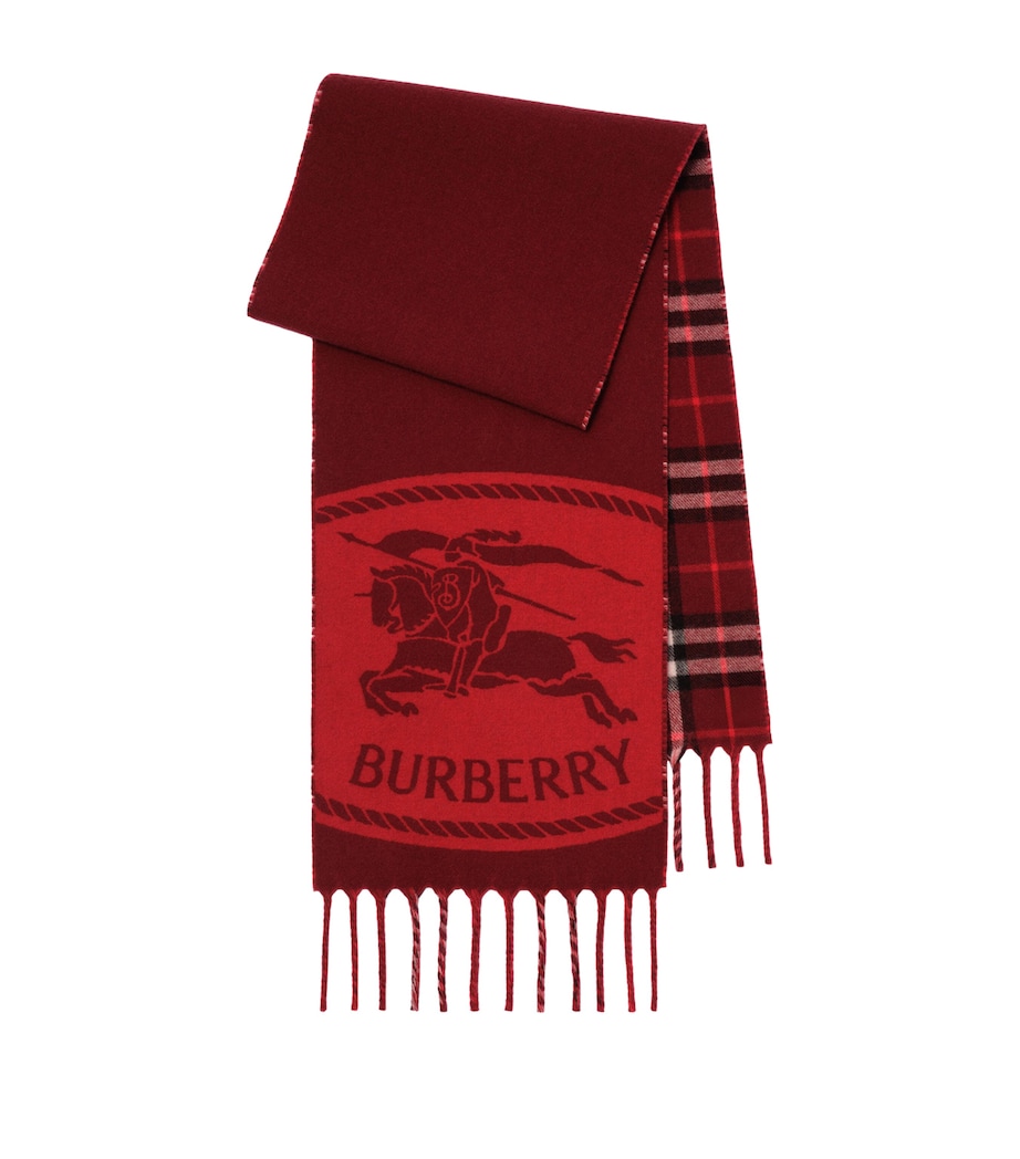 Burberry Cashmere Reversible Knight Stamp Scarf Oxblood/red Image 1