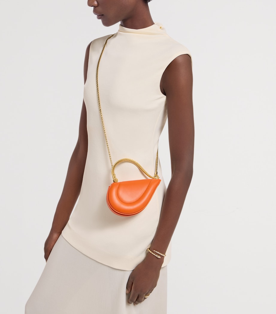 Bvlgari Mini Leather Serpenti Cuoricino Top-Handle Bag Cognac Image 3