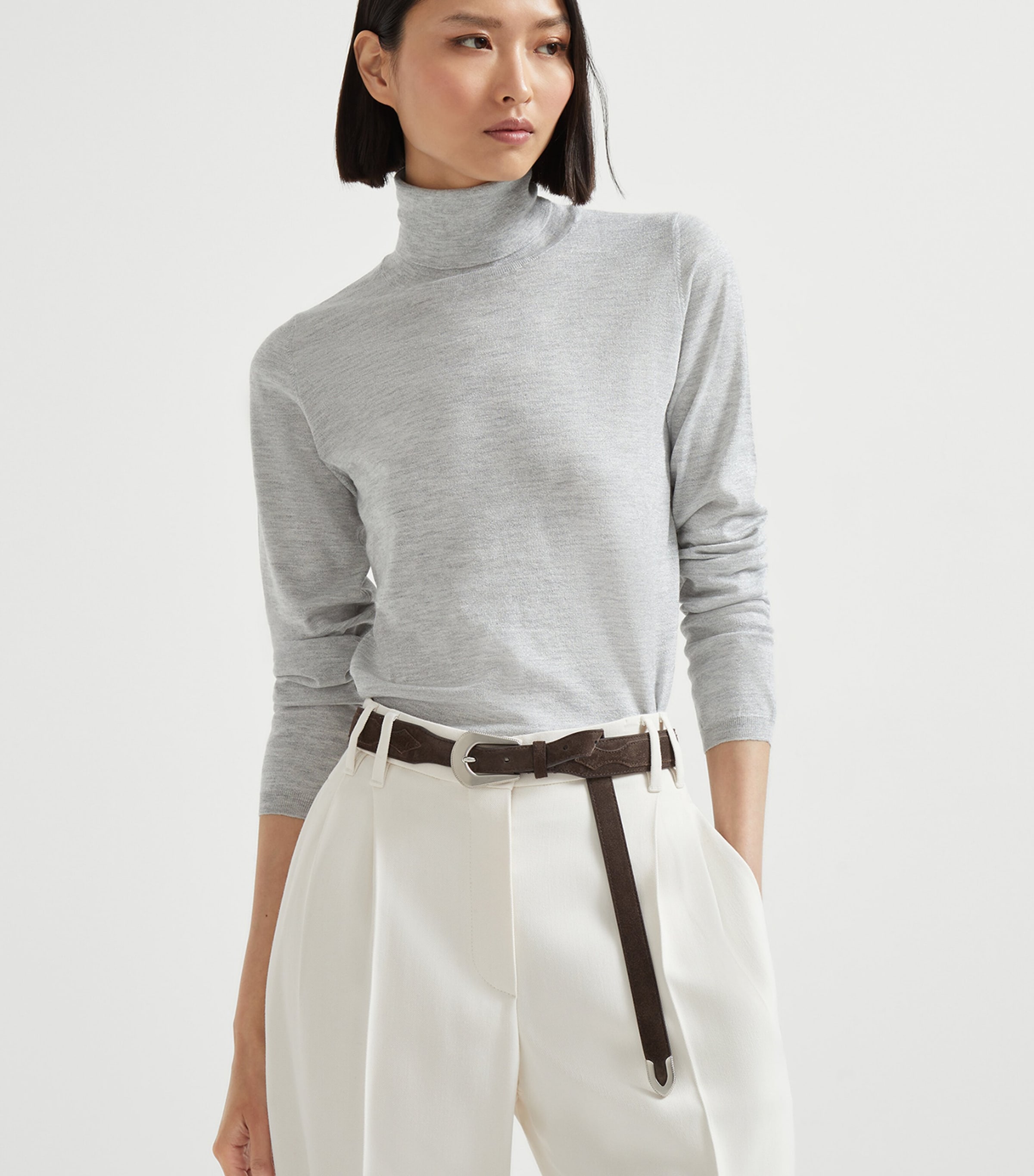 Brunello Cucinelli Womens Cashmere-Silk-Blend Rollneck Sweater Image 5