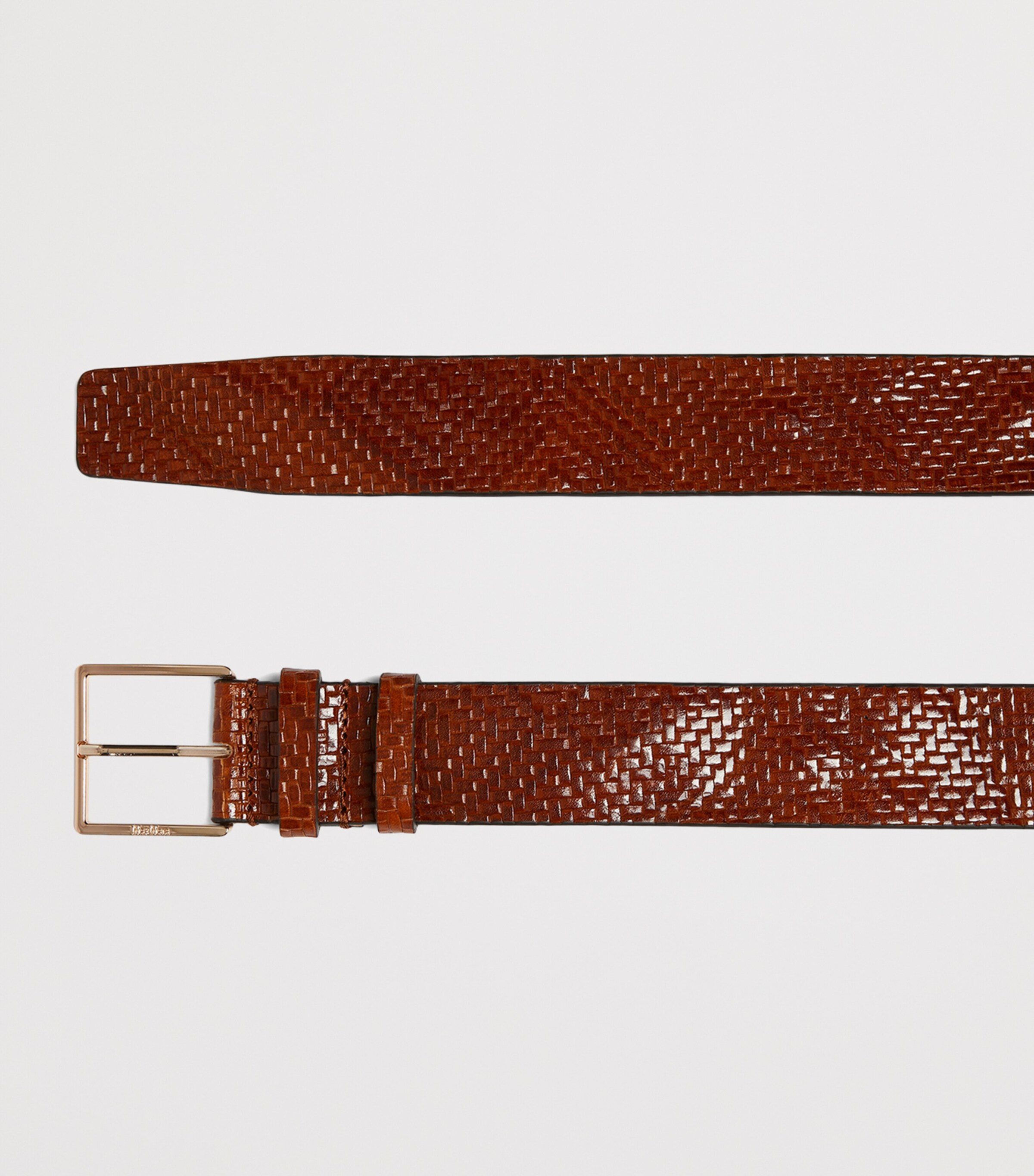 Max Mara Leather Woven Belt Tobacco Image 2