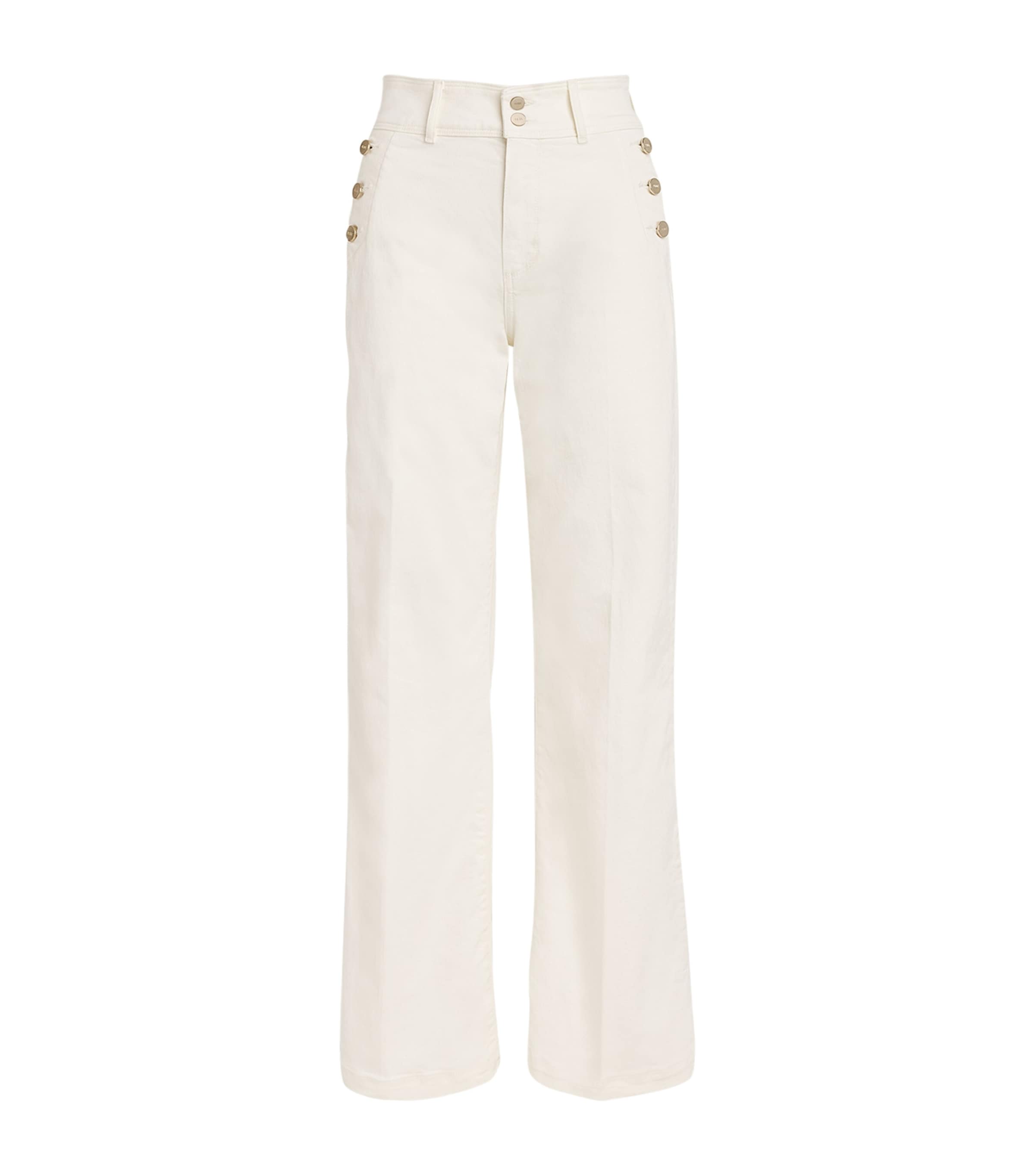 Paige Aubrey High-waist Wide Jeans In Ivory