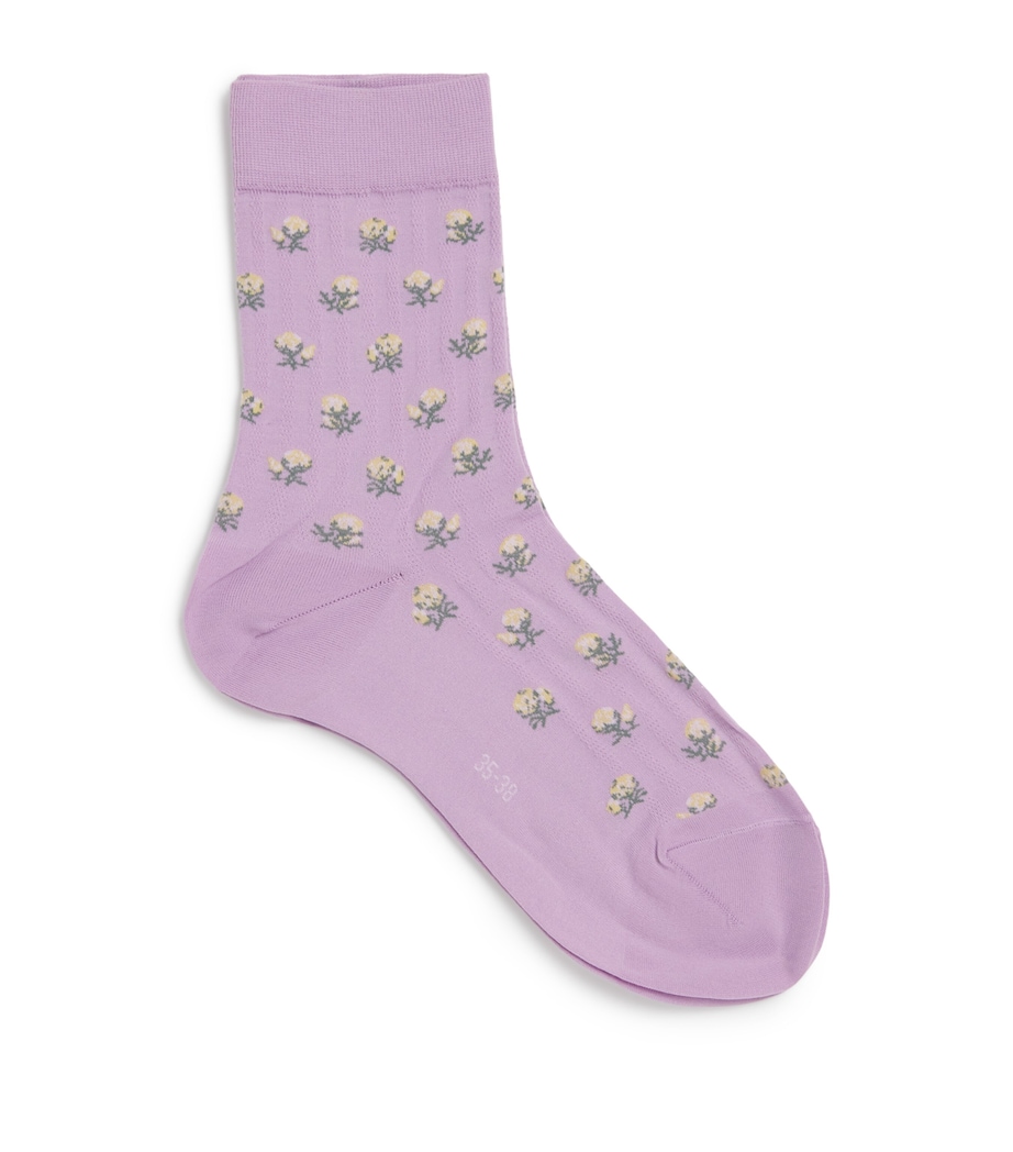 Falke Womens Floral Cotton Touch Socks Misty Lila Image 1