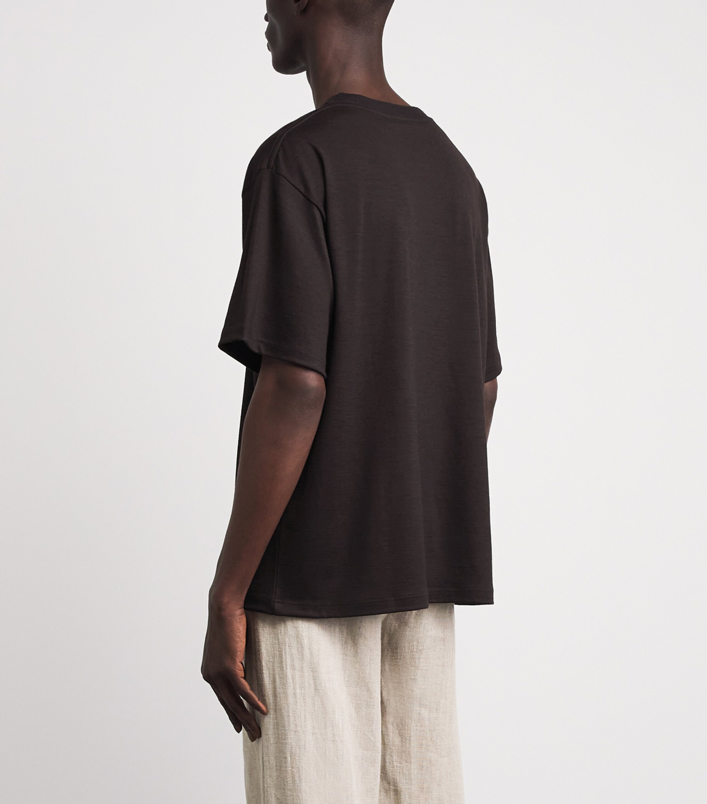 Studio Nicholson Mens Wool Henley T-Shirt Black Grape Image 5