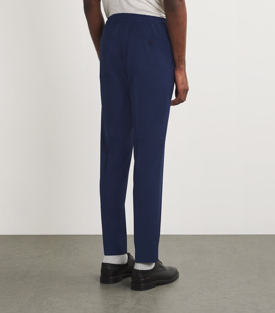 Wool Drawstring Straight Trousers 005 BLUE Image 4