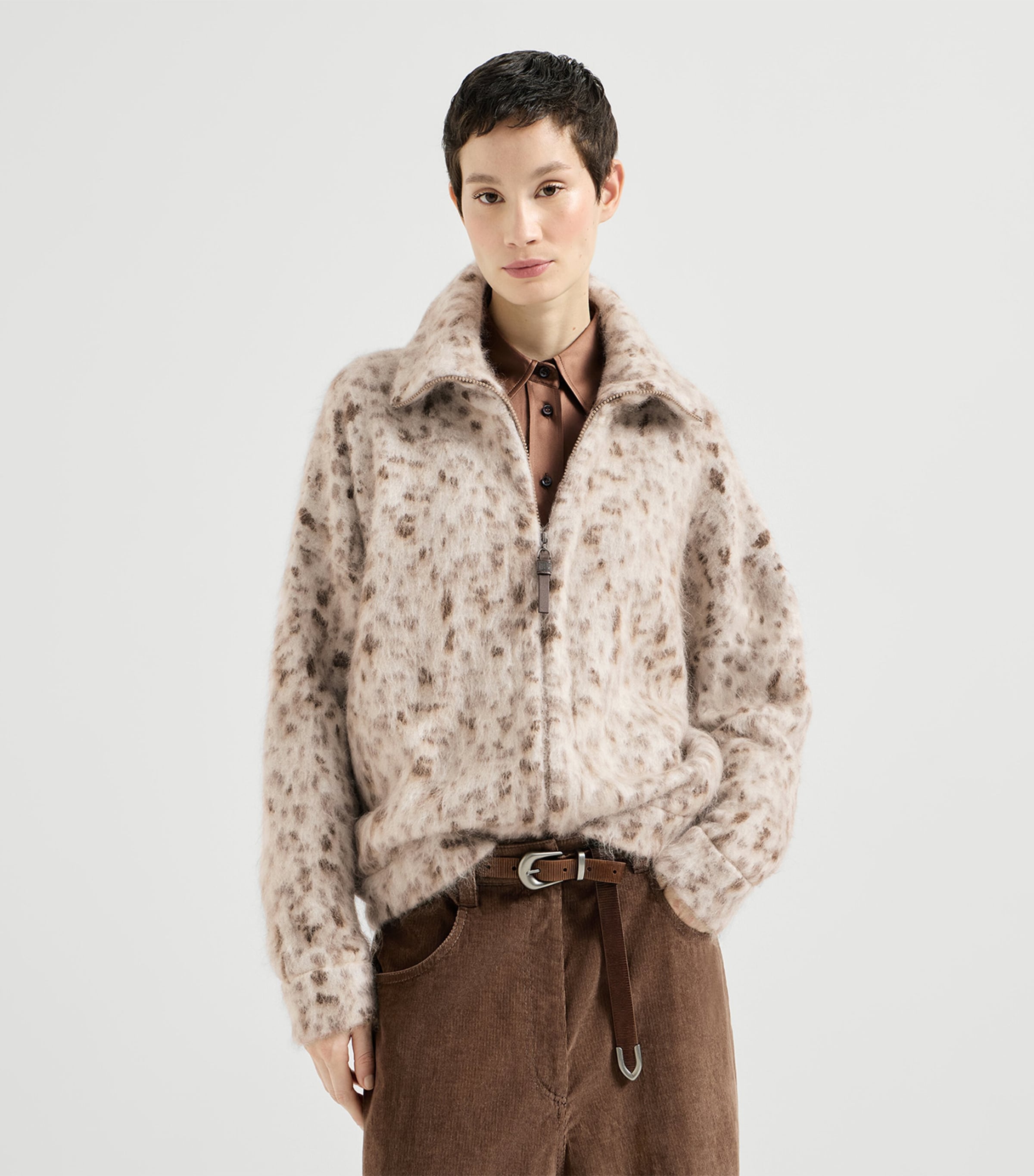 Brunello Cucinelli Womens Mohair-Blend Zip-Up Cardigan Image 4