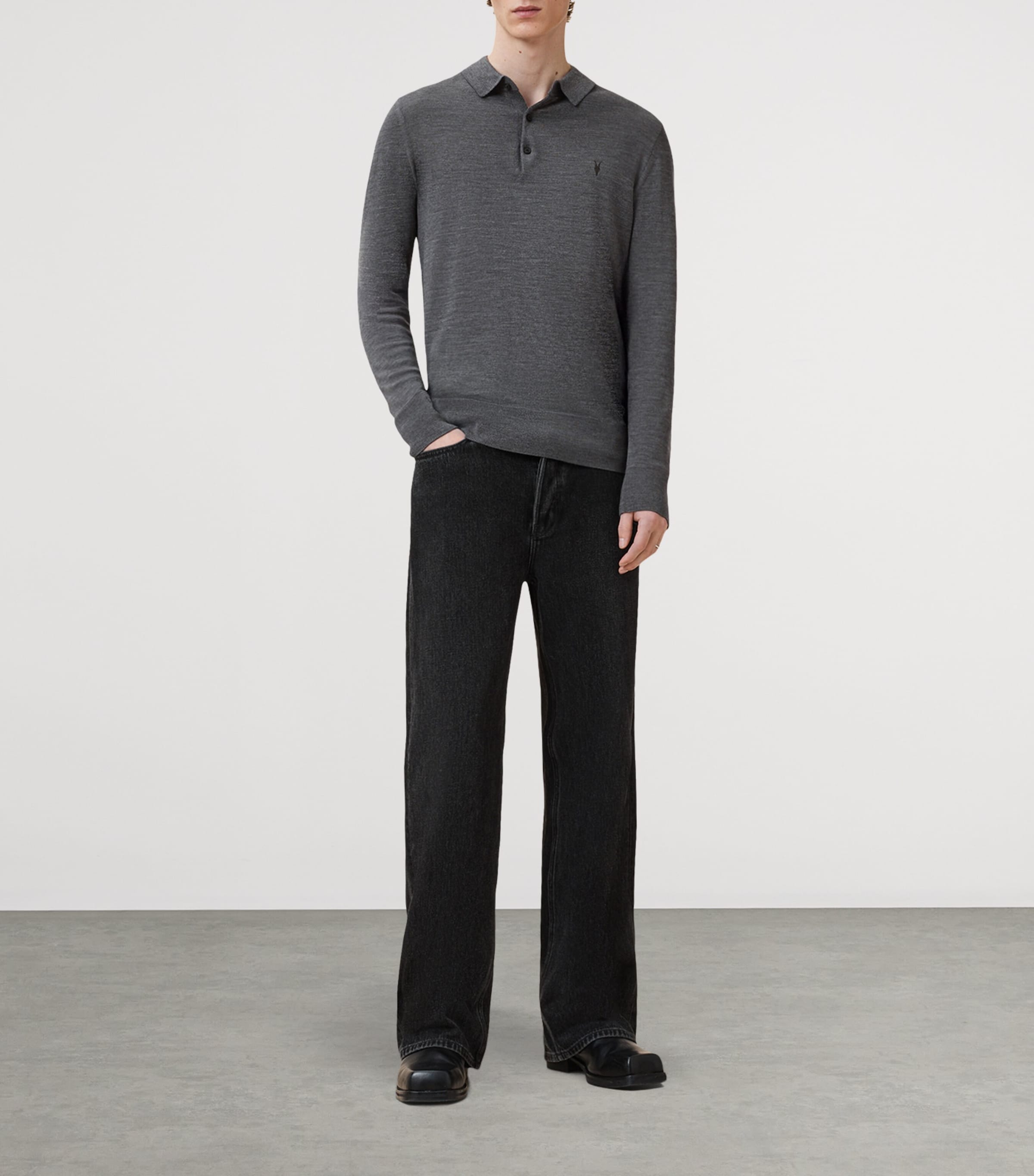 Merino Wool Mode Polo Shirt MONUMENT GREY Image 2