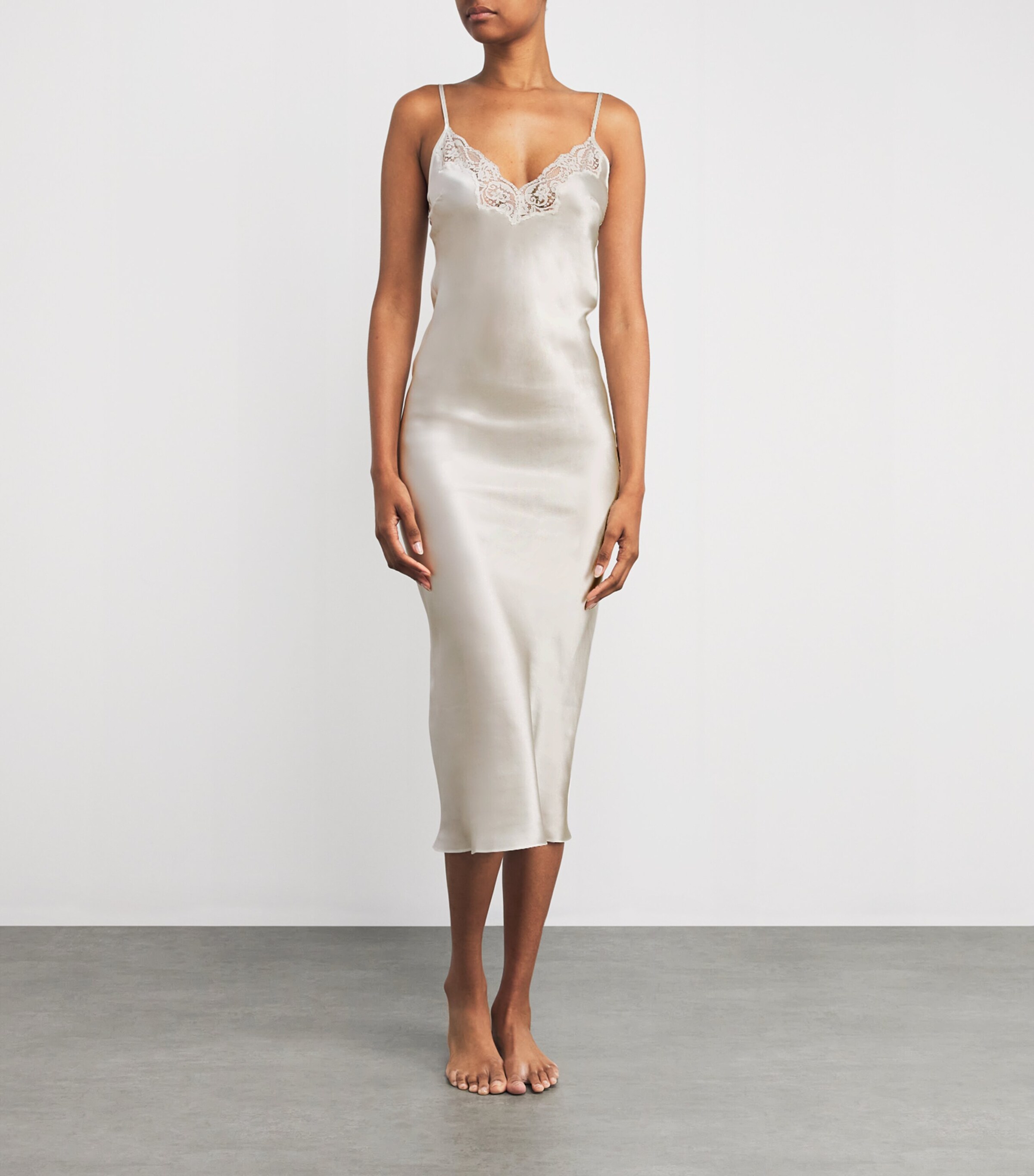 Silk Lace-Trim In My Boudoir Long Nightdress IVORY Image 2