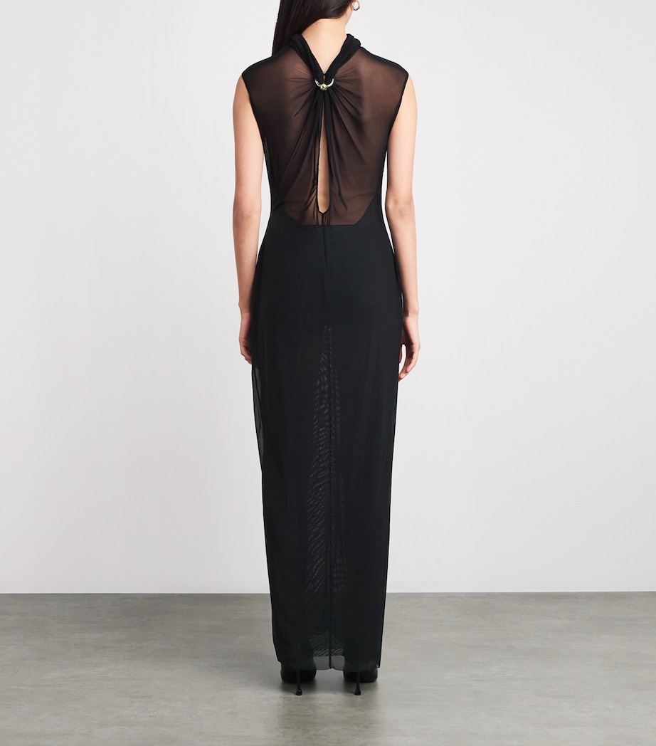 Tulle Sequin-Branded Maxi Dress 00-BLACK Image 3
