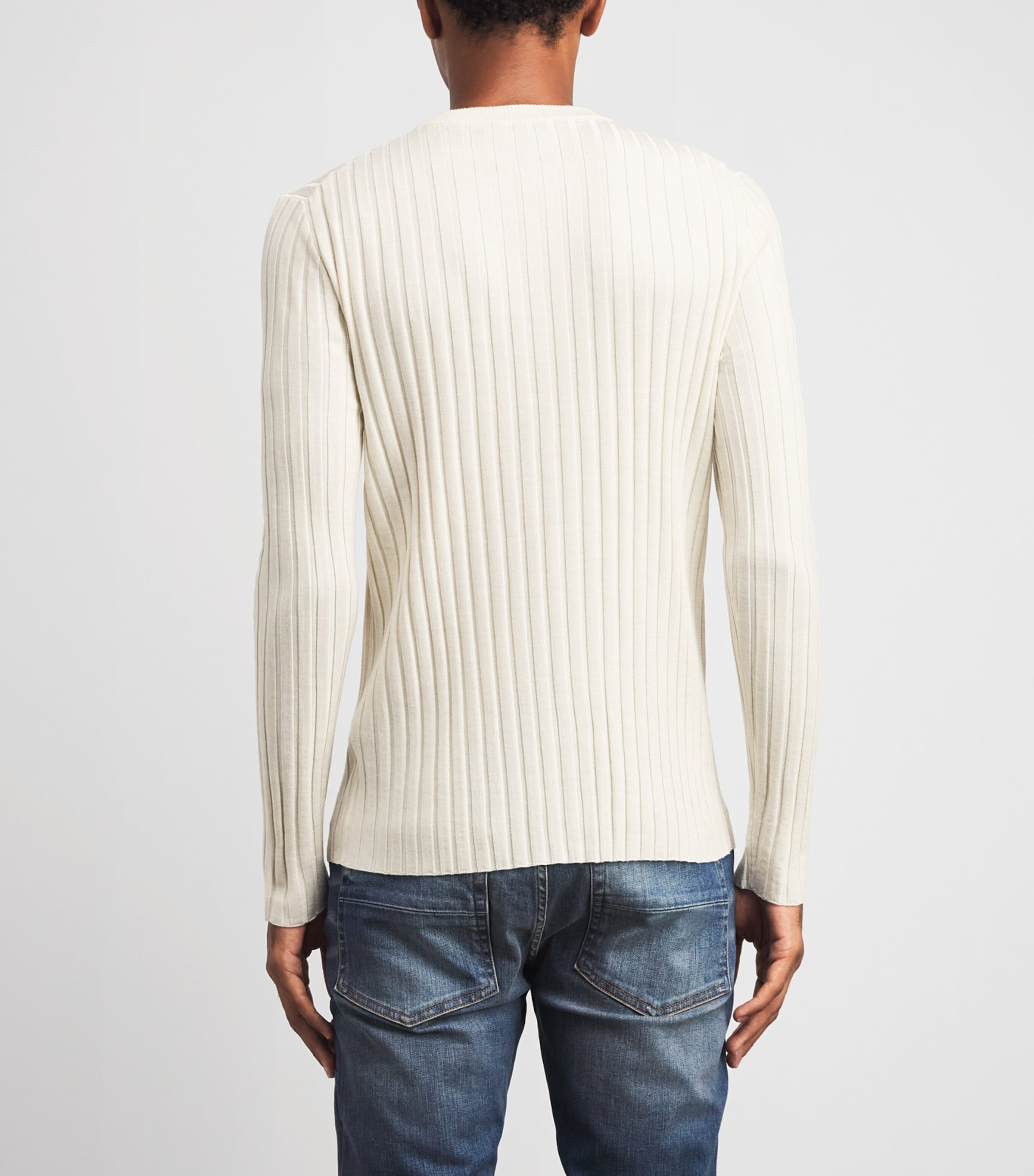 AMIRI Mens Wool-Blend Script Henley Sweater Alabaster Image 5