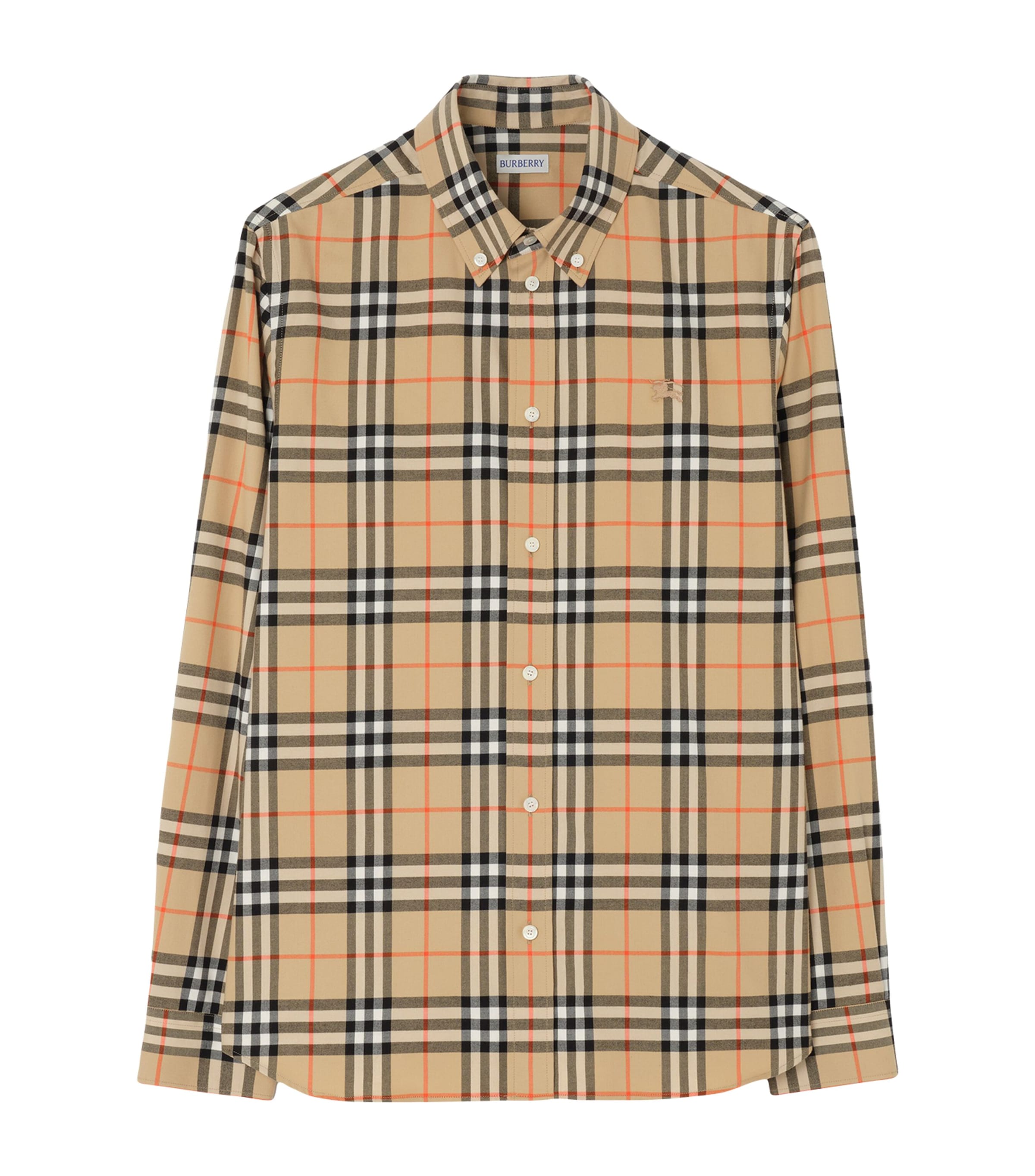 Burberry Mens Cotton Check Shirt Sand Ip Check Image 1