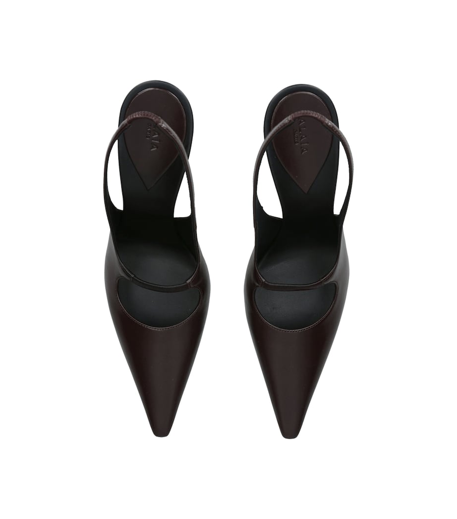 Alaïa Leather Drop Slingback Pumps 90 Dark Brown Image 3