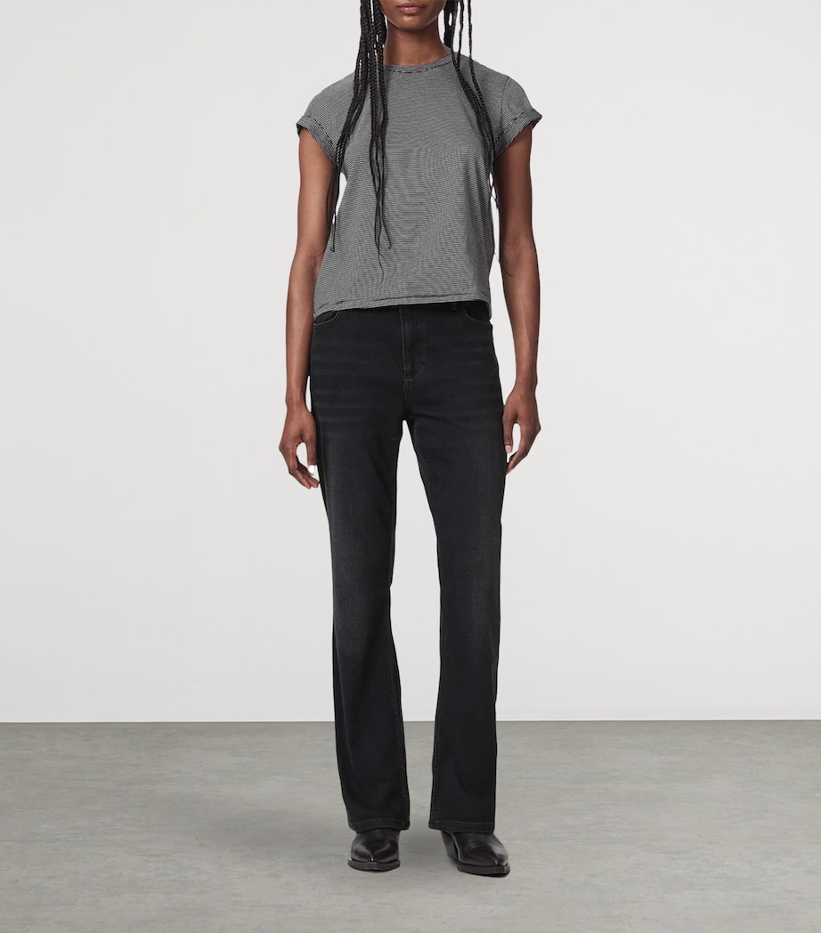 AllSaints Womens Haldan Slim Bootcut Mid-Rise Jeans Washed Black Image 2