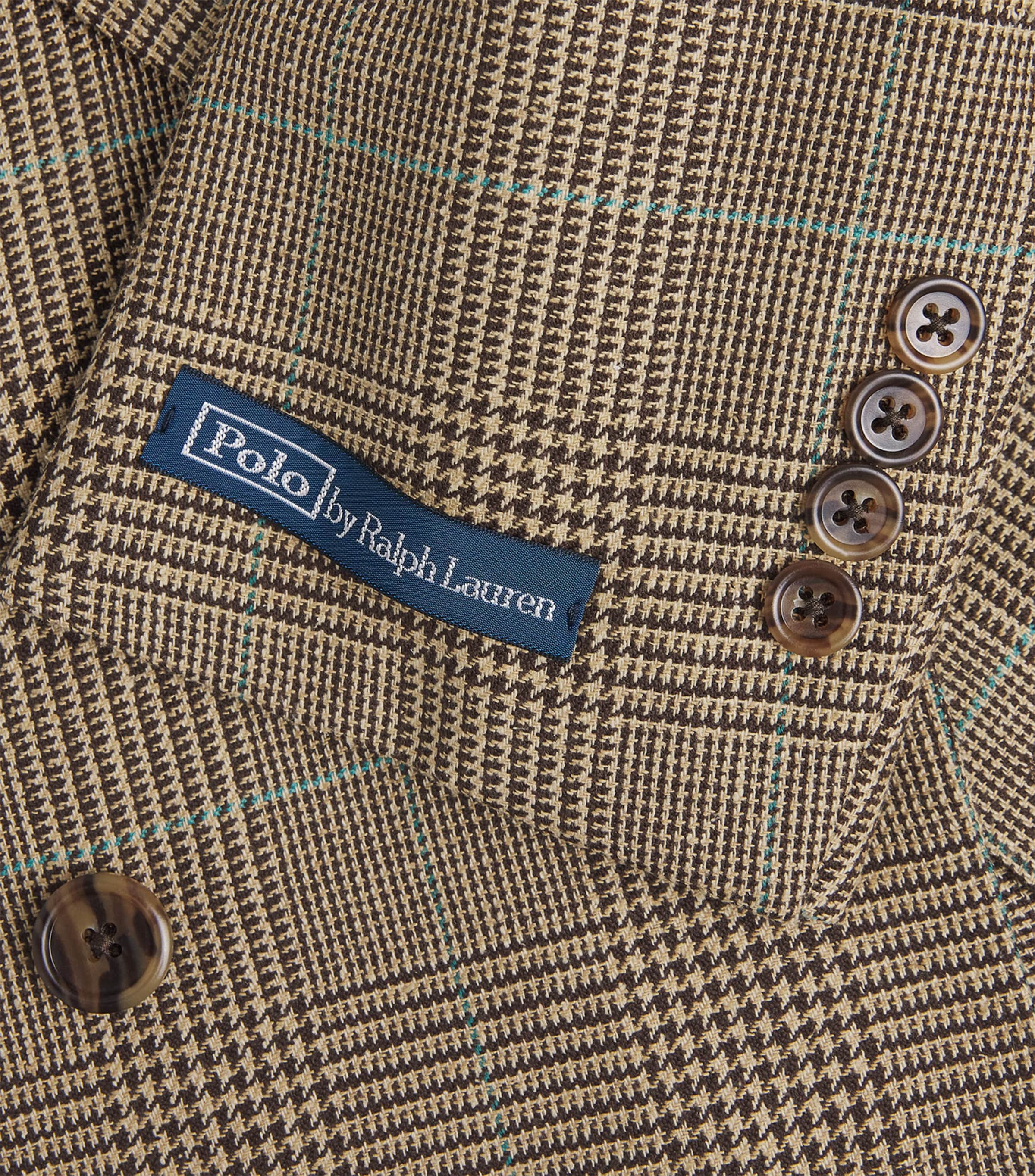 Polo Ralph Lauren Mens Linen-Blend Glenplaid Check Blazer Brown Image 5