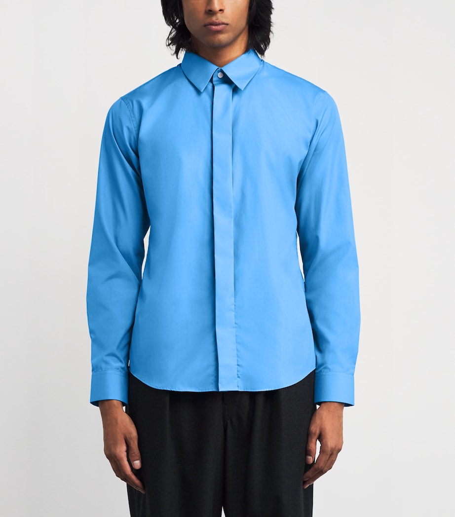 Cotton Hidden Shirt BLUE OFFICE Image 3
