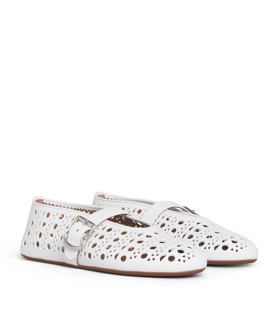 Alaïa Lambskin Vienne Ballet Flats Blanc Casse Image 2