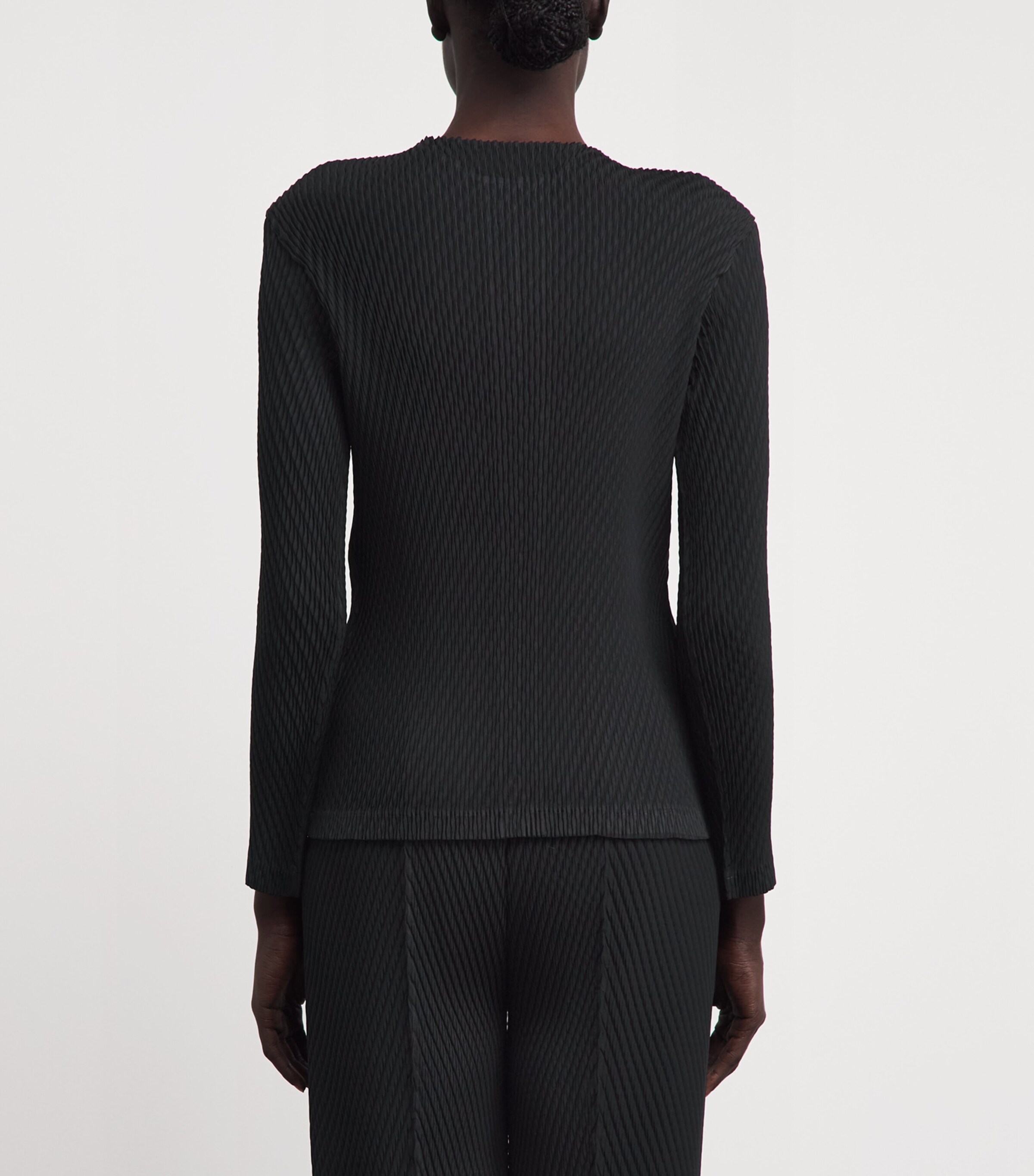 Issey Miyake Womens Rhombus Pleats Cardigan Black Image 5