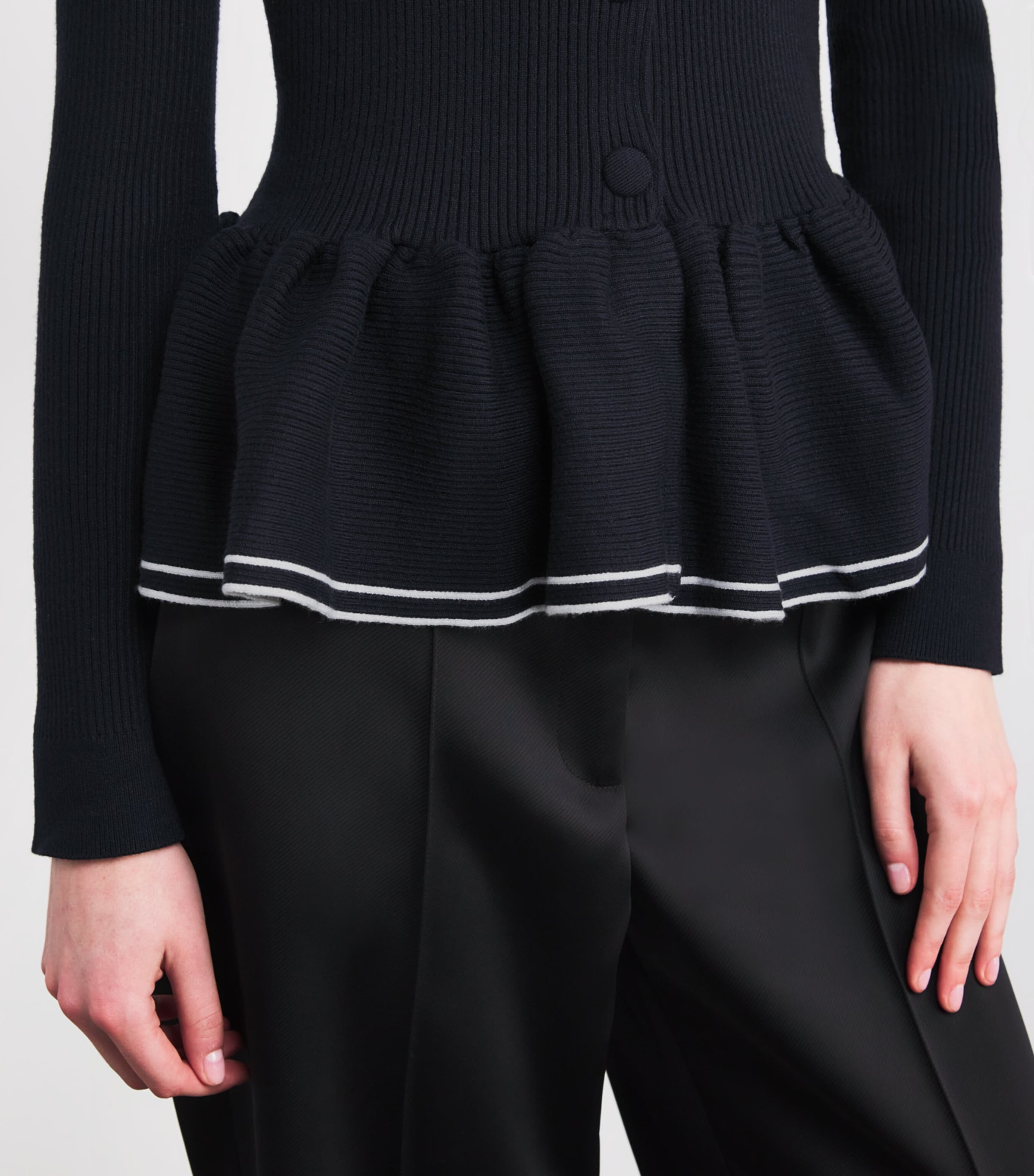 Peplum-Hem Cardigan NAVY Image 6