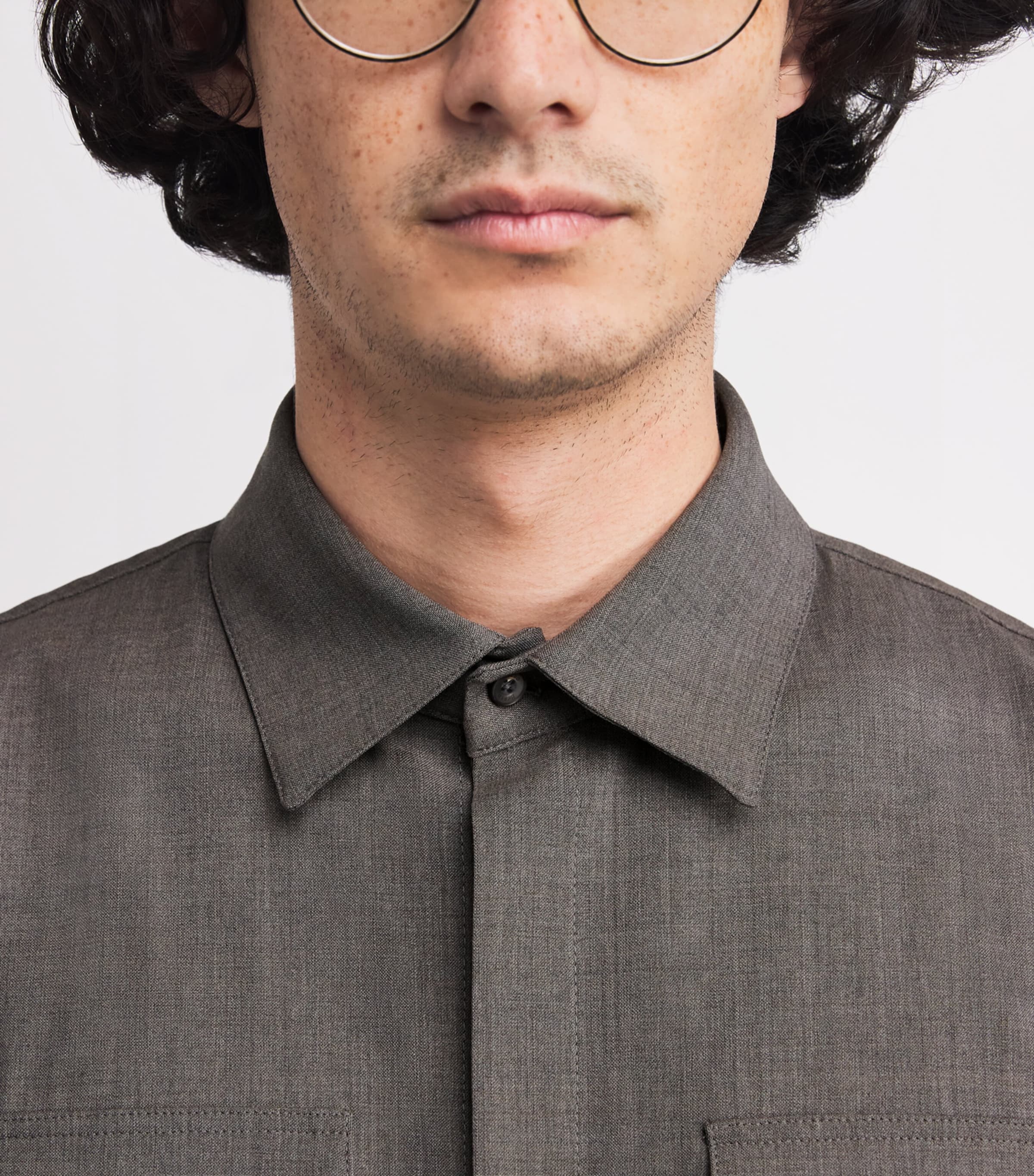 Stretch-Virgin Wool Shirt TAUPE 2600 Image 6