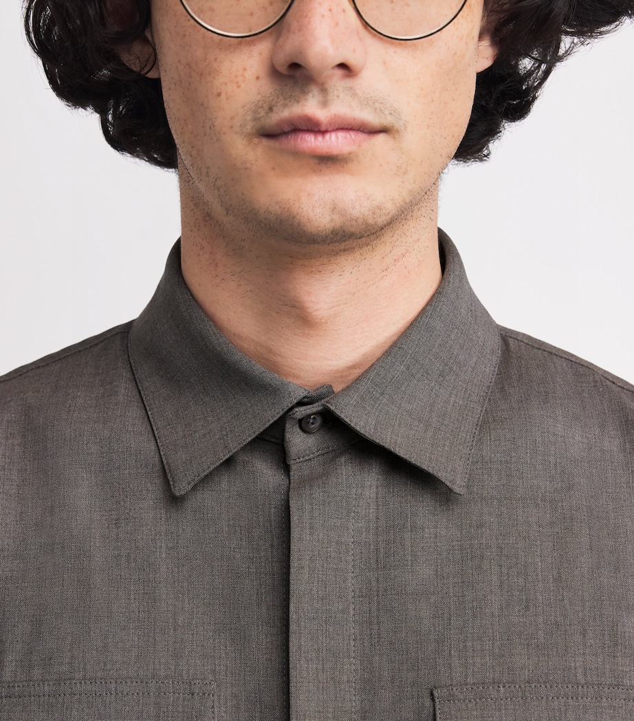 Stretch-Virgin Wool Shirt TAUPE 2600 Image 6