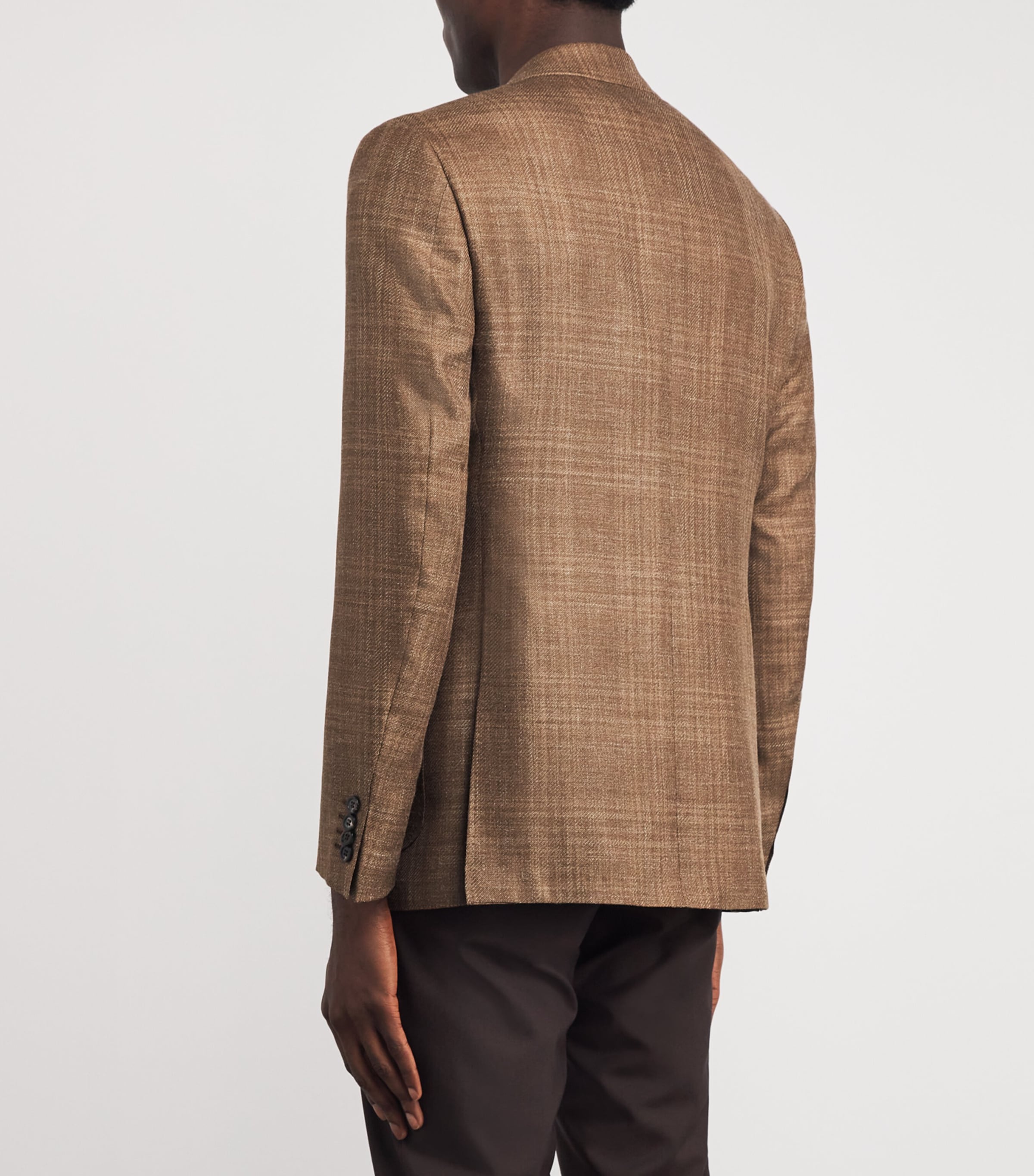 Wool-Silk-Linen Check Blazer 701 Image 4