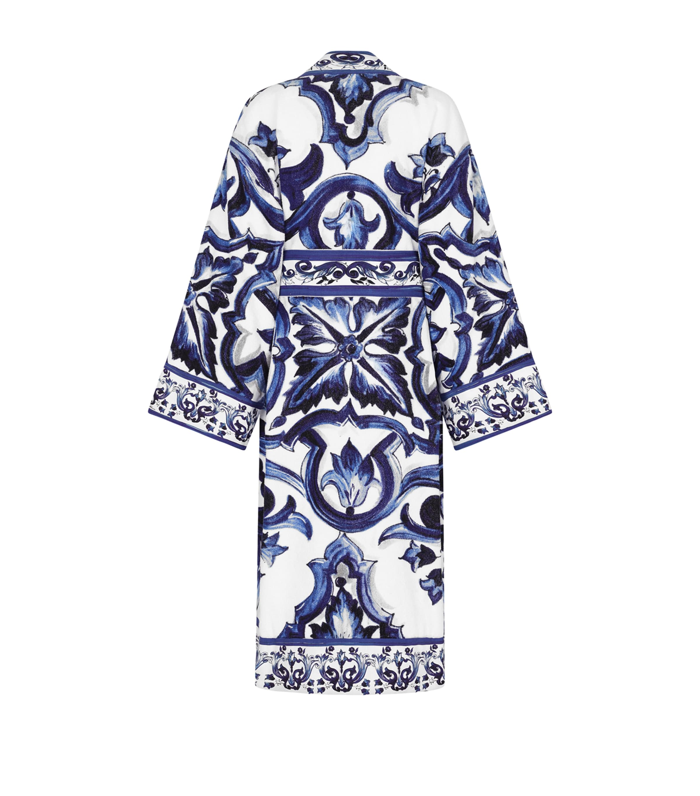 Dolce & Gabbana Casa Multi Terry Cotton Blu Mediterraneo Robe