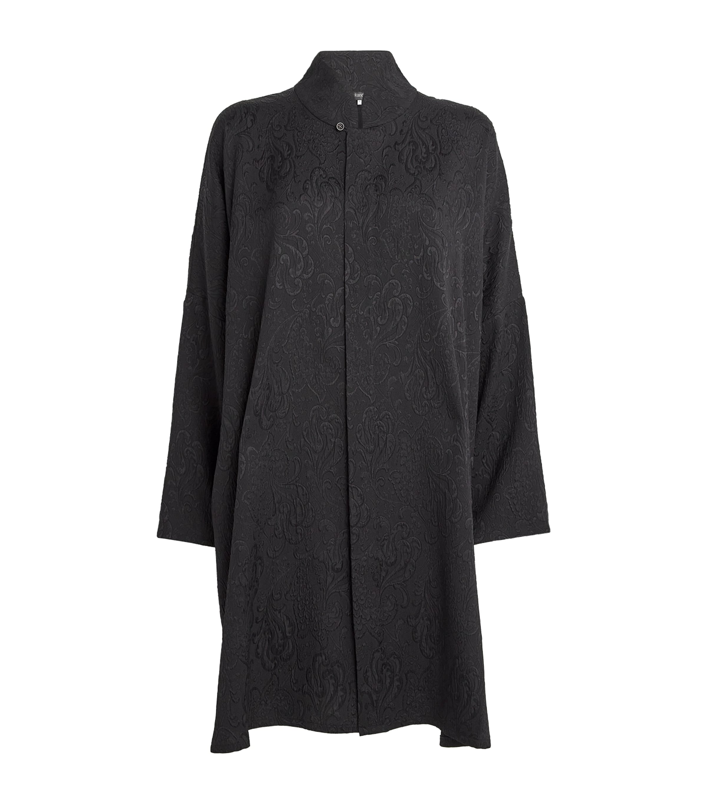 Shop Eskandar Silk Mandarin-collar Shirt In Black
