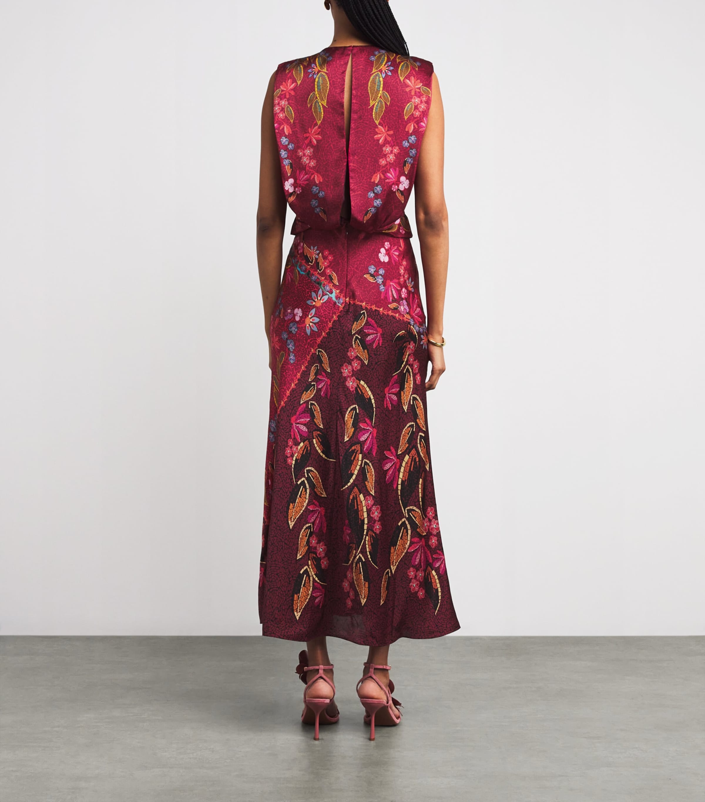 Saloni Womens Satin Terrazzo Print Gwen Midi Dress Garnet Terrazzo Image 3
