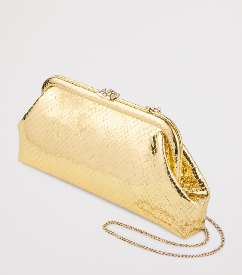 Skylar Snake-Embossed Leather Clutch Bag GOLD/LIGHT GOLD Image 3