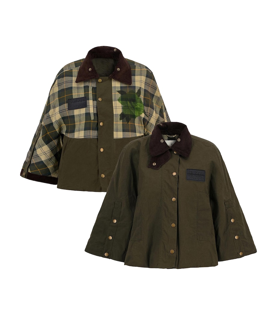 Barbour Womens x ERDEM Reversible Clover Trapeze Jacket Olive/sand/blck Flrl Image 4
