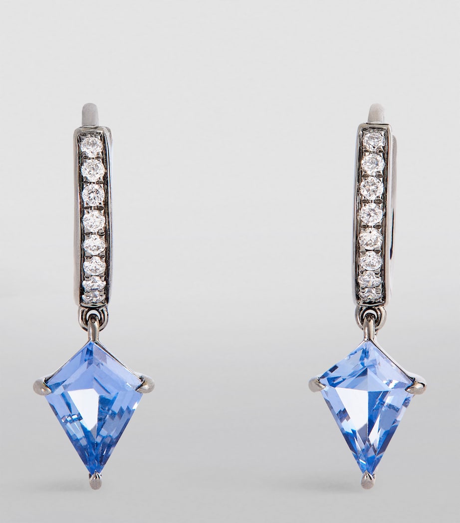 Blackened White Gold, Diamond and Sapphire Ezzat Geo Hoop Earrings WHITE GOLD Image 2