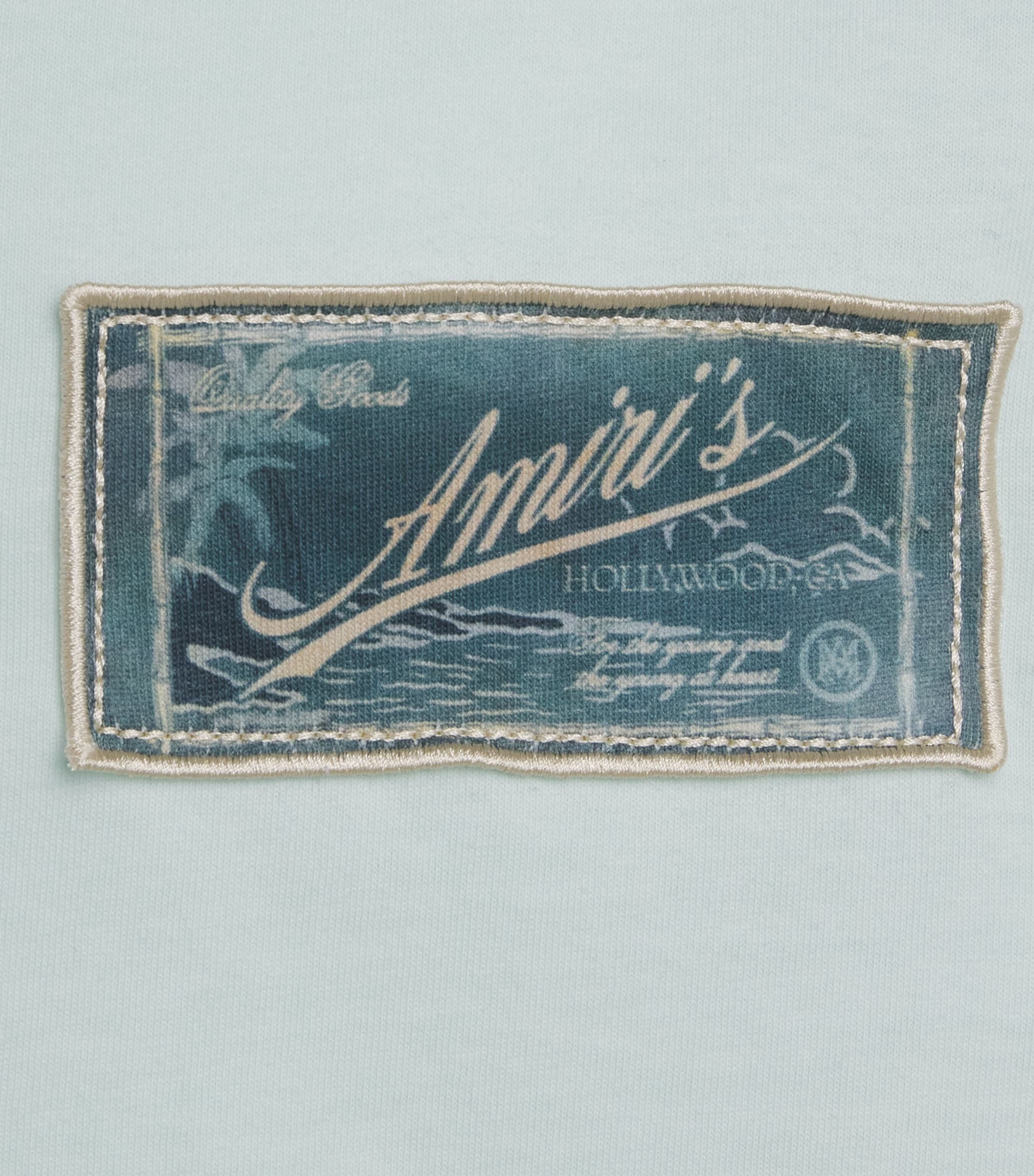 AMIRI Mens Cotton Quality Goods Patch T-Shirt Powder Teal Image 6