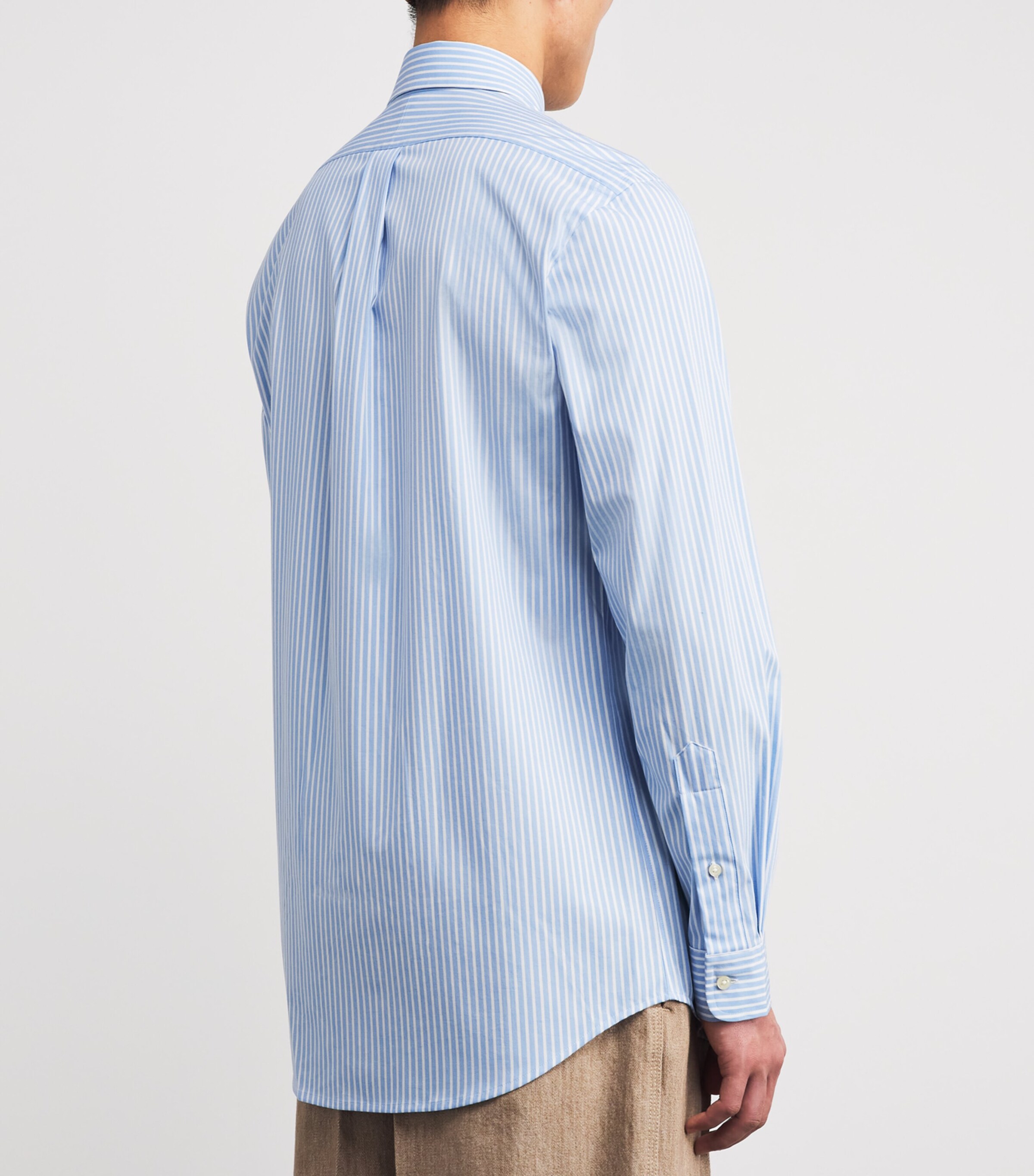 Stretch-Cotton Poplin Stripe Shirt BLUE WHITE Image 4
